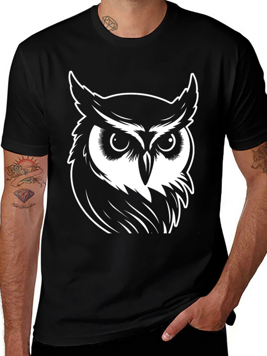Cool Owl Graphic Tee - Black Cotton T-Shirt