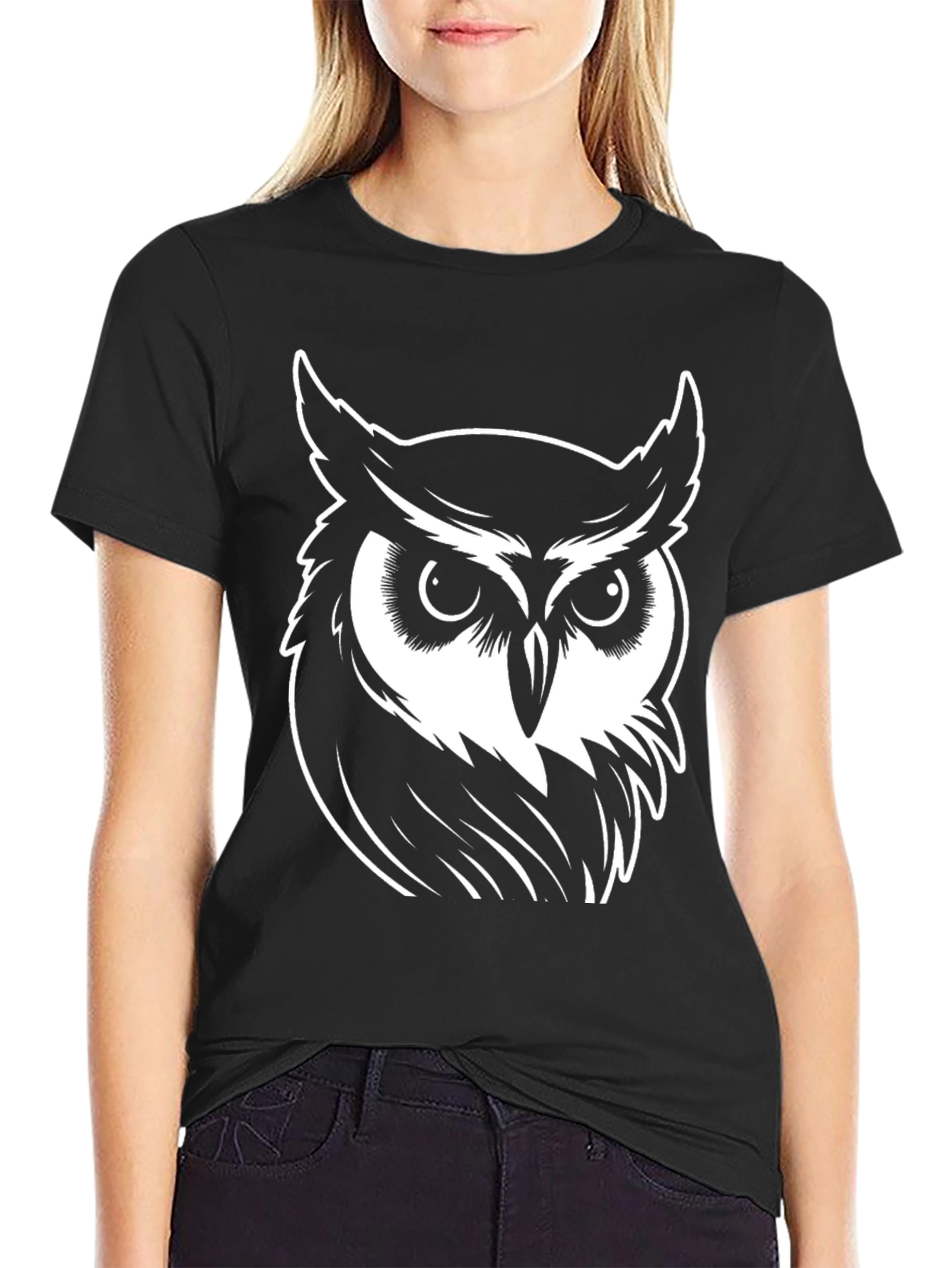 Cool Owl Graphic Tee - Black Cotton T-Shirt