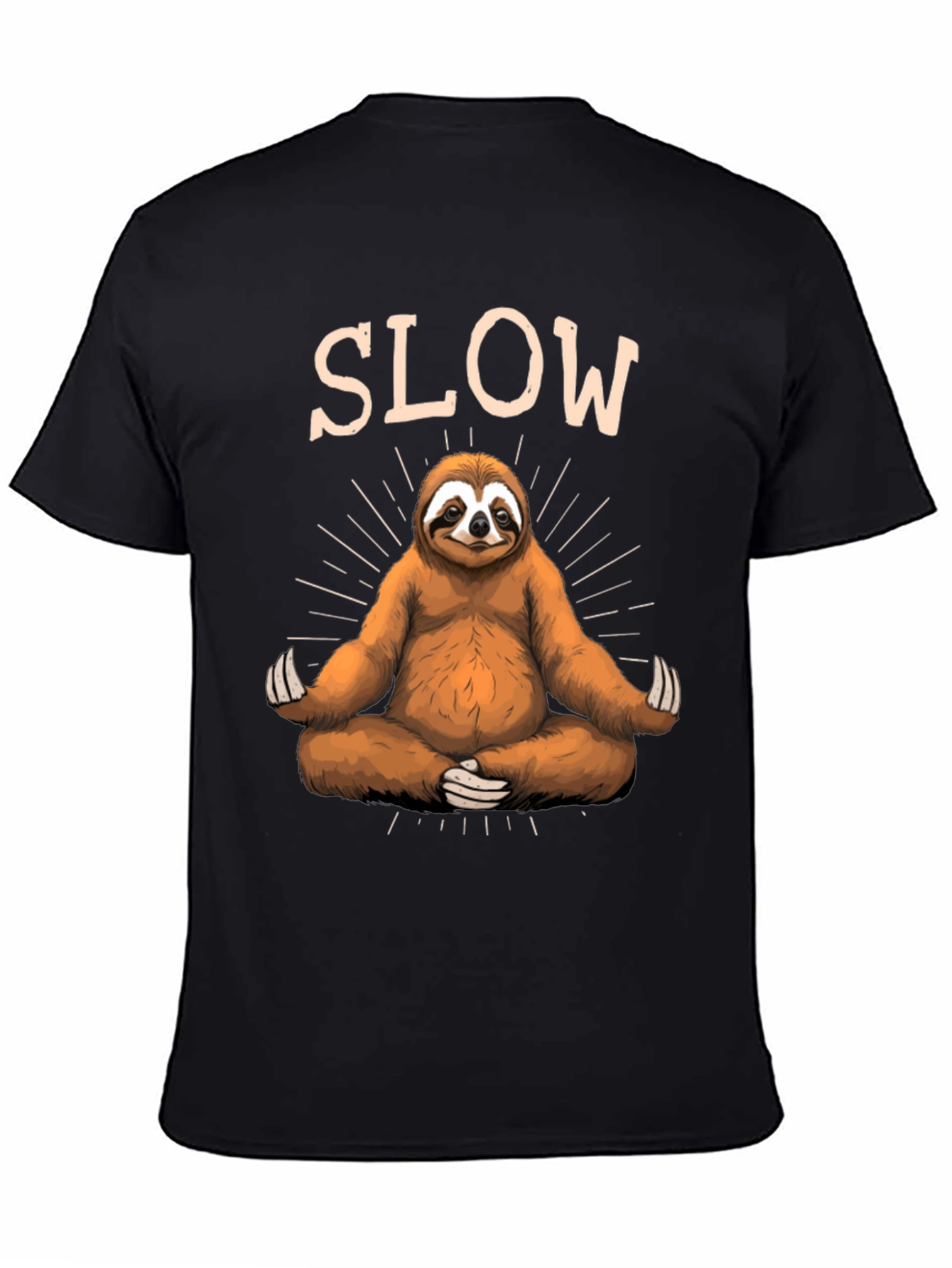 Mens Black T-Shirt with Meditating Sloth Graphic