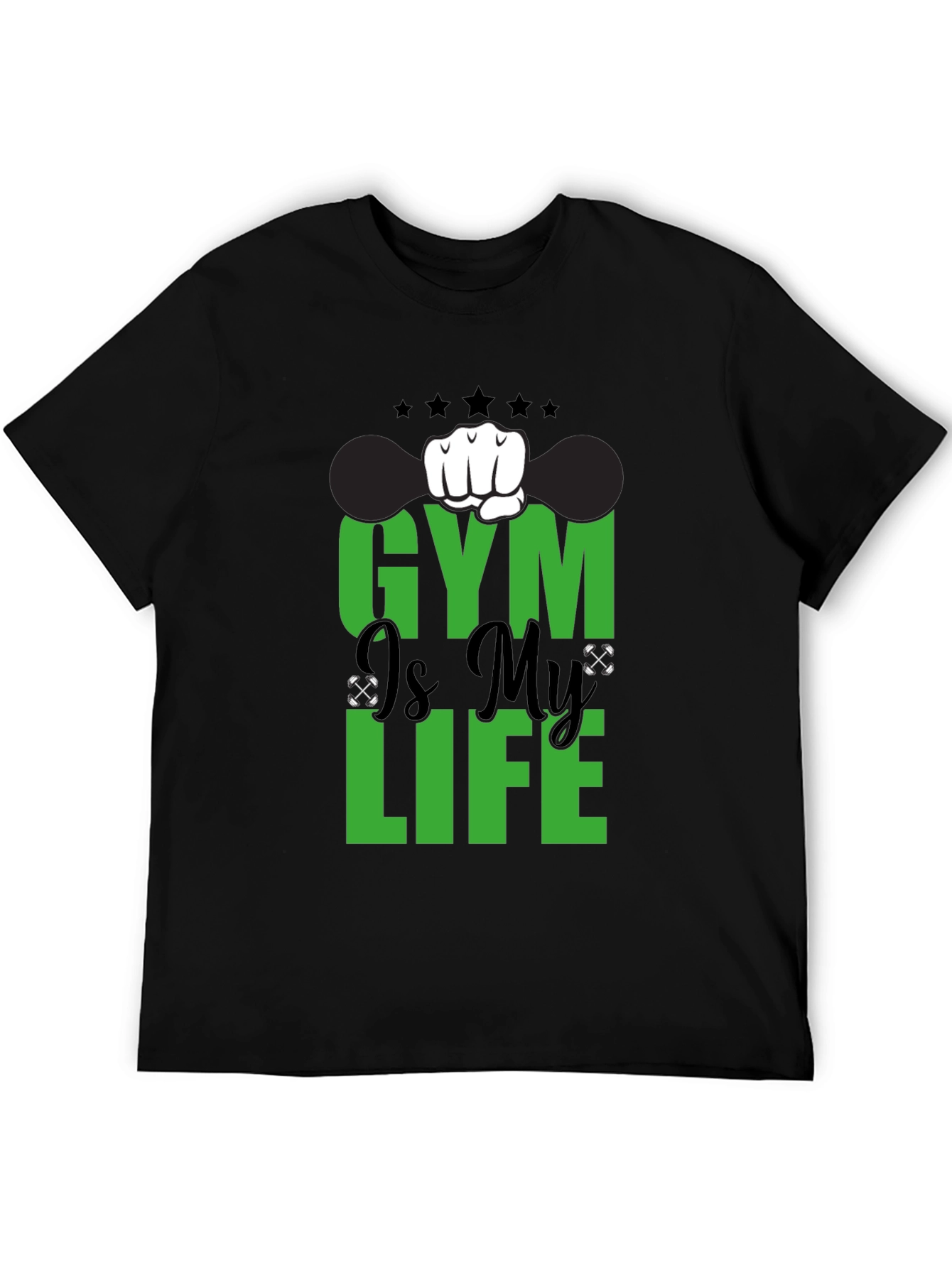 Gym is My Life Black Graphic Tee