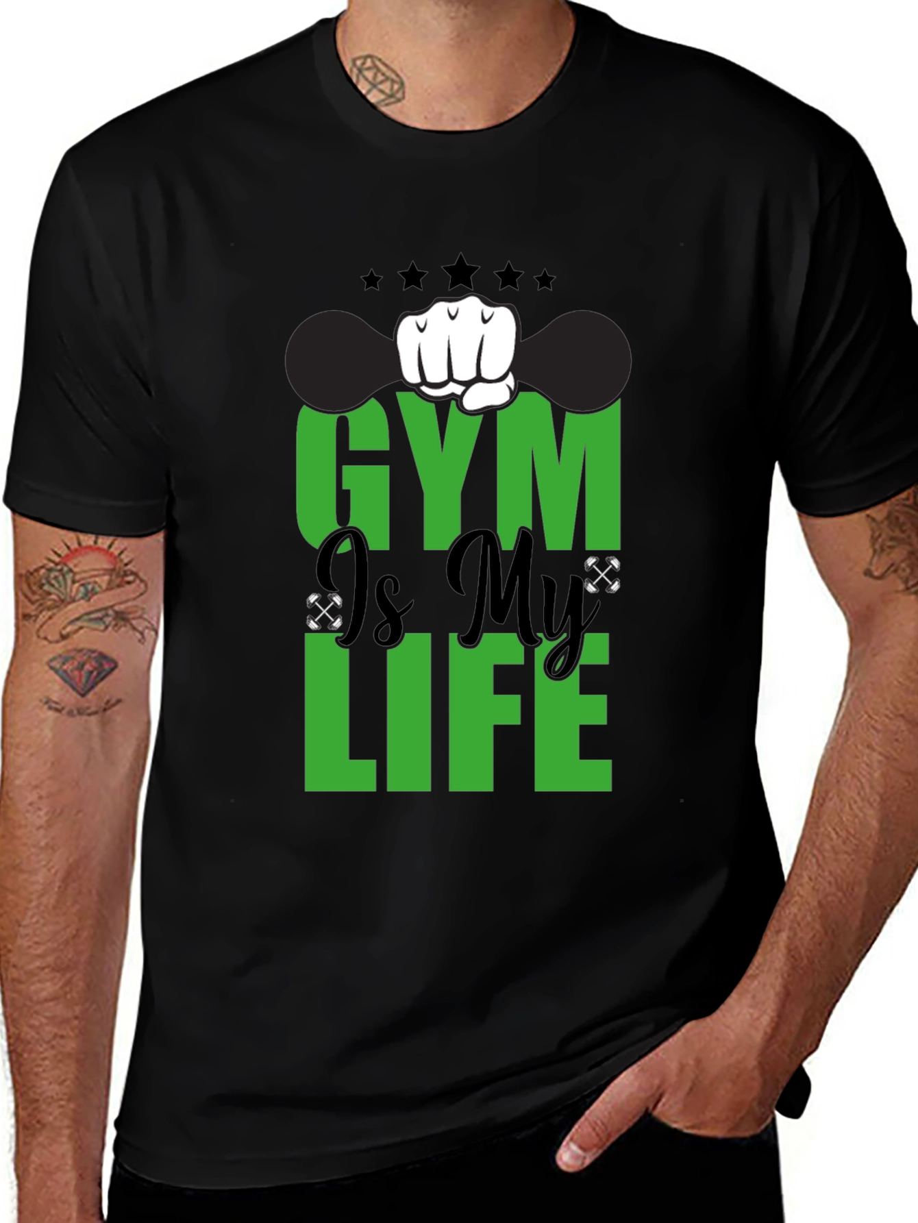 Gym is My Life Black Graphic Tee