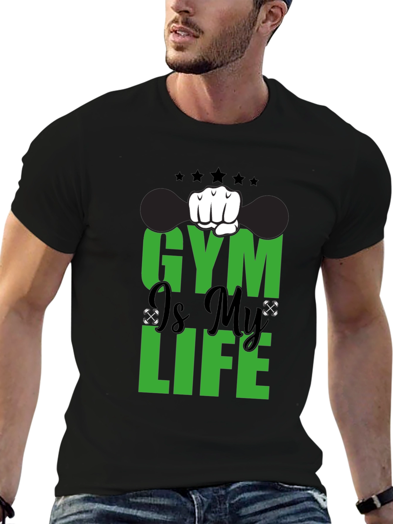 Gym is My Life Black Graphic Tee