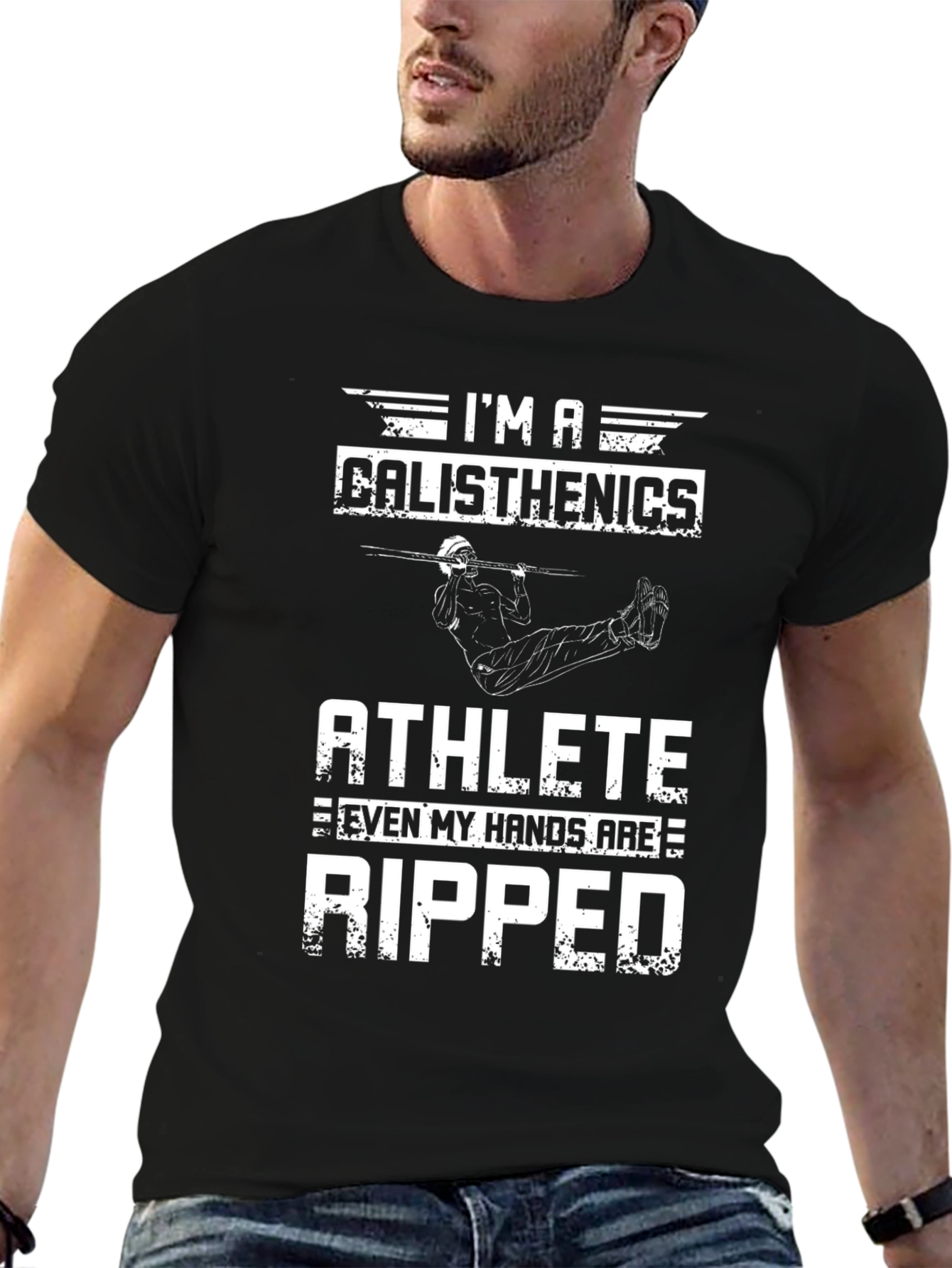 Calisthenics Athlete Ripped Hands Black Graphic T-Shirt