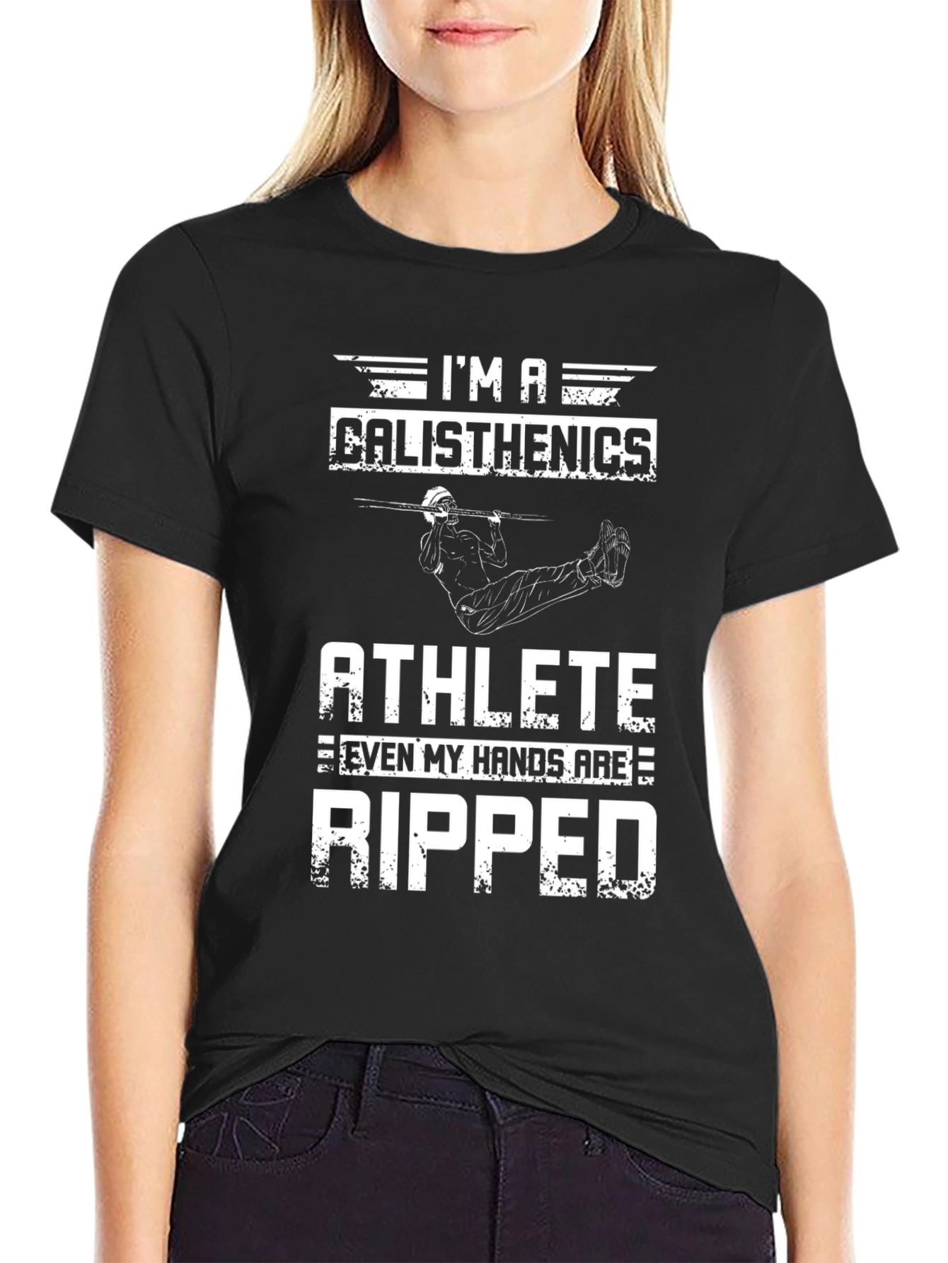 Calisthenics Athlete Ripped Hands Black Graphic T-Shirt