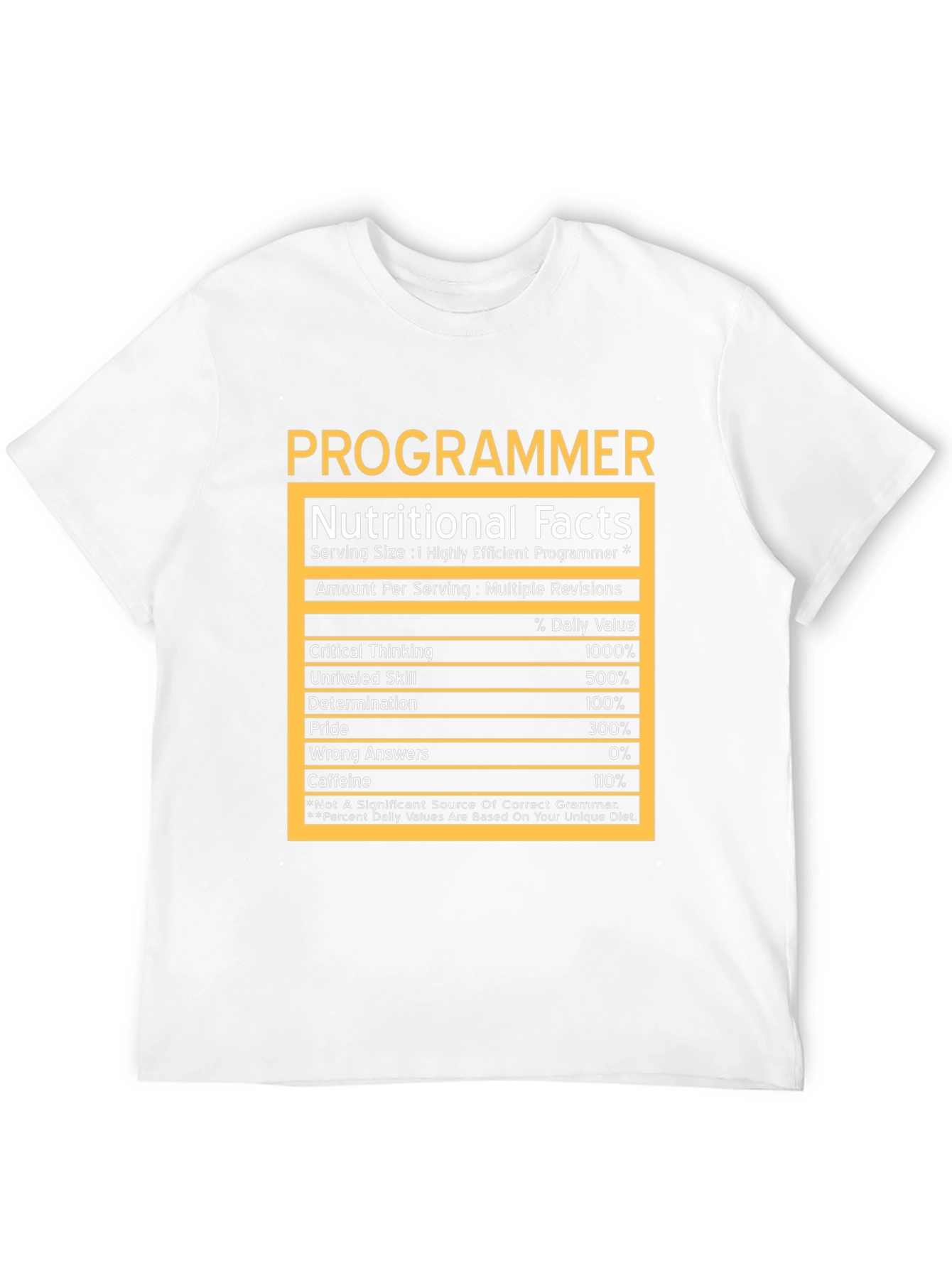 Programmer Nutritional Facts T-Shirt - Geeky Humor Tee