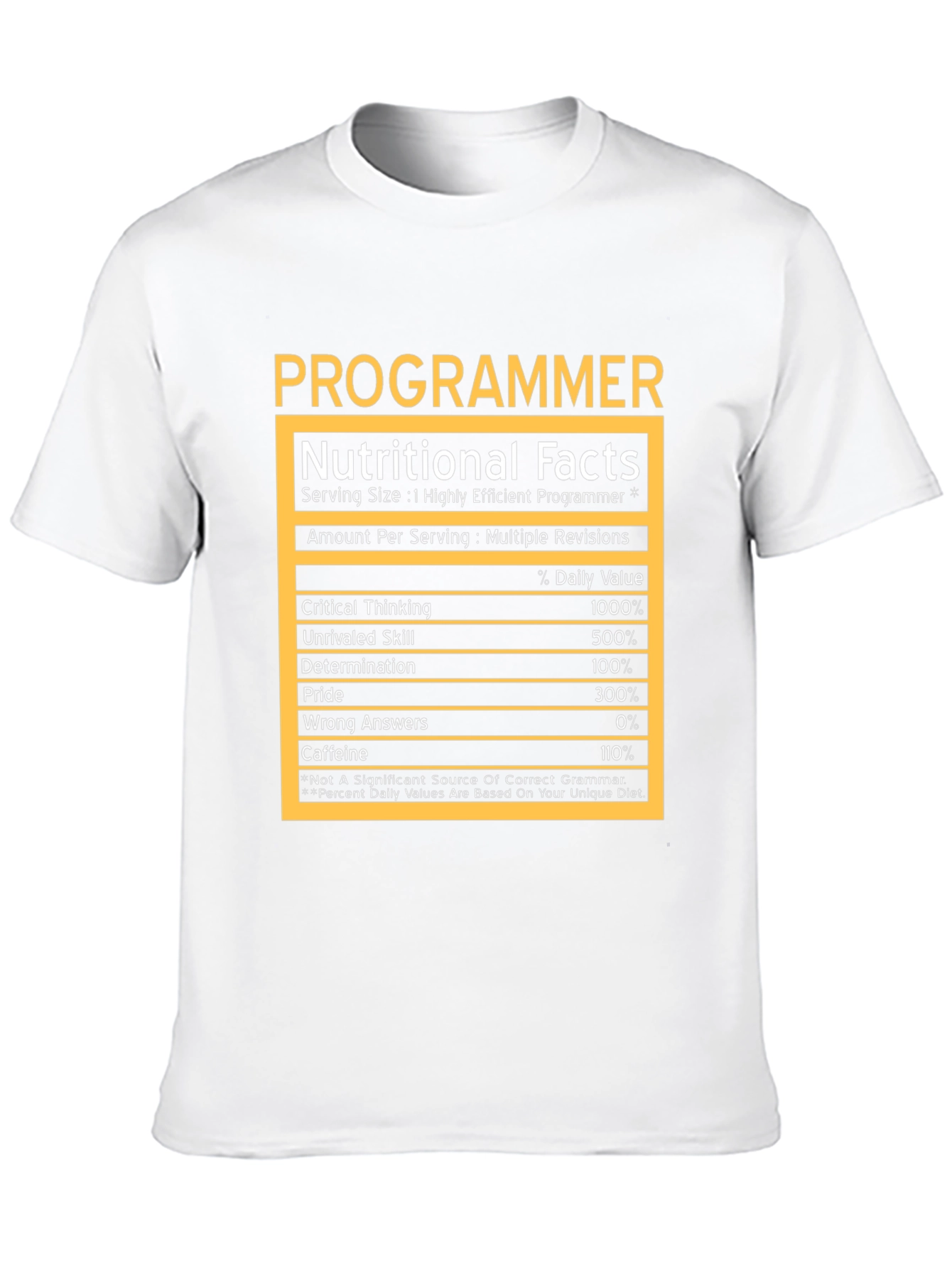 Programmer Nutritional Facts T-Shirt - Geeky Humor Tee