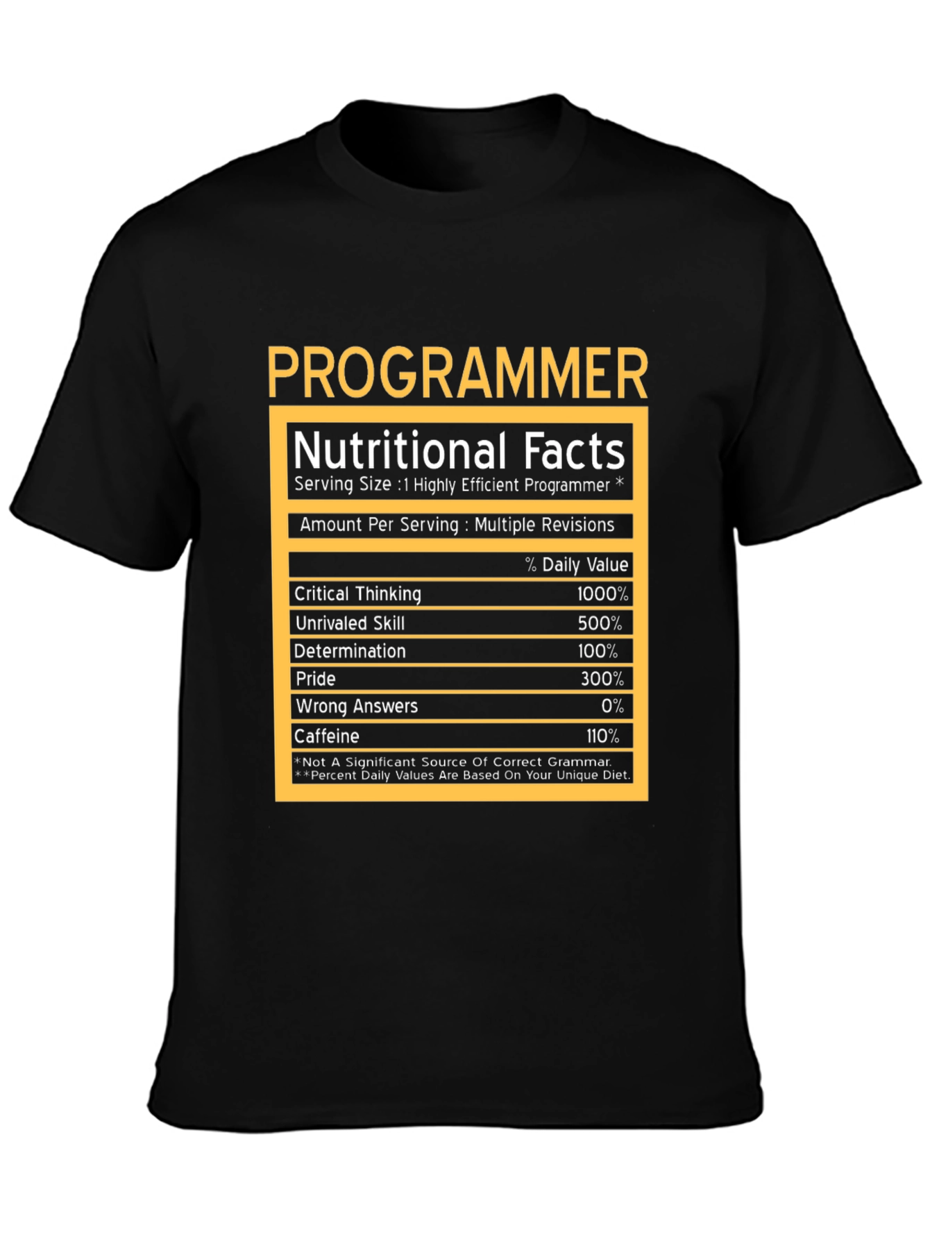 Programmer Nutritional Facts T-Shirt - Geeky Humor Tee