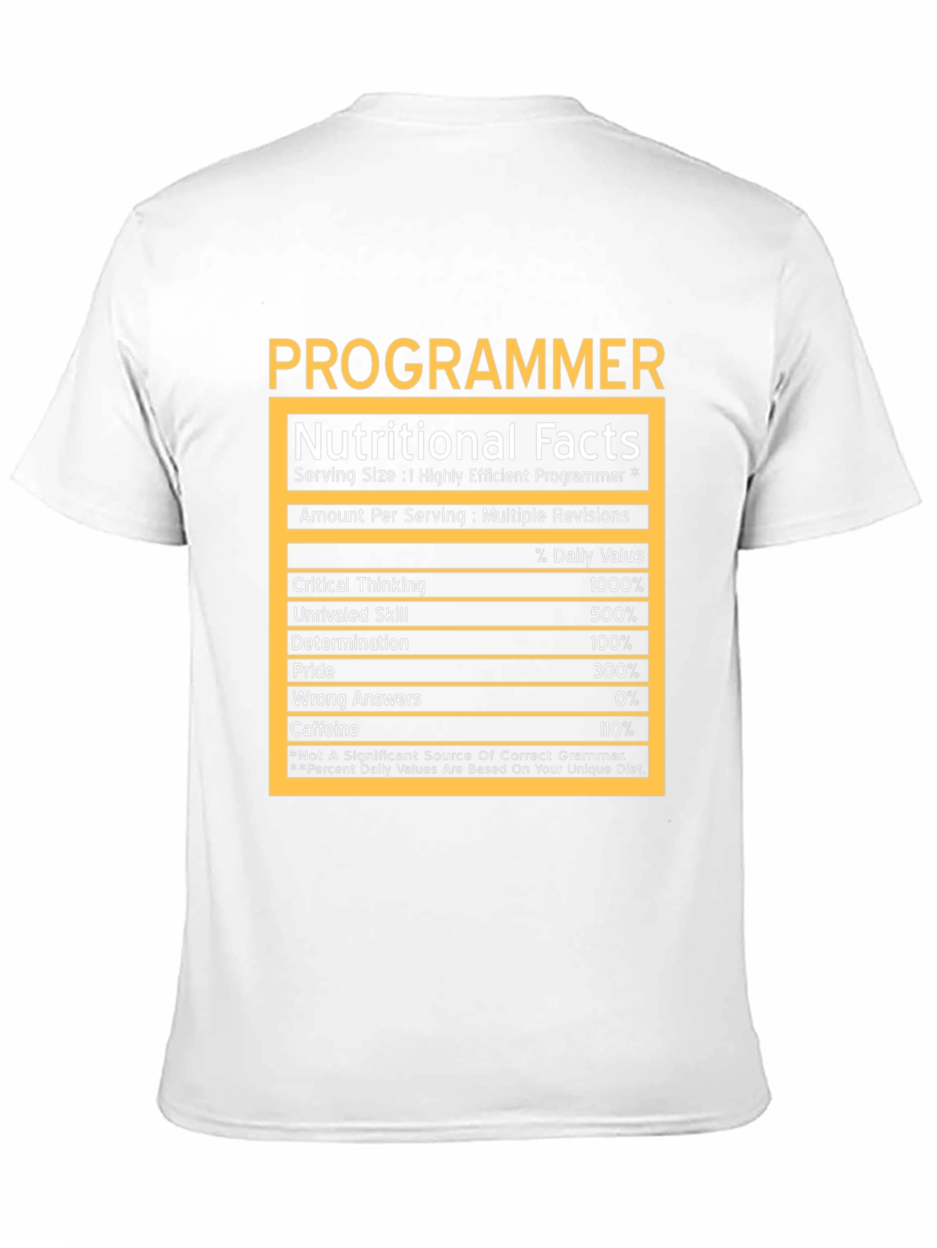 Programmer Nutritional Facts T-Shirt - Geeky Humor Tee