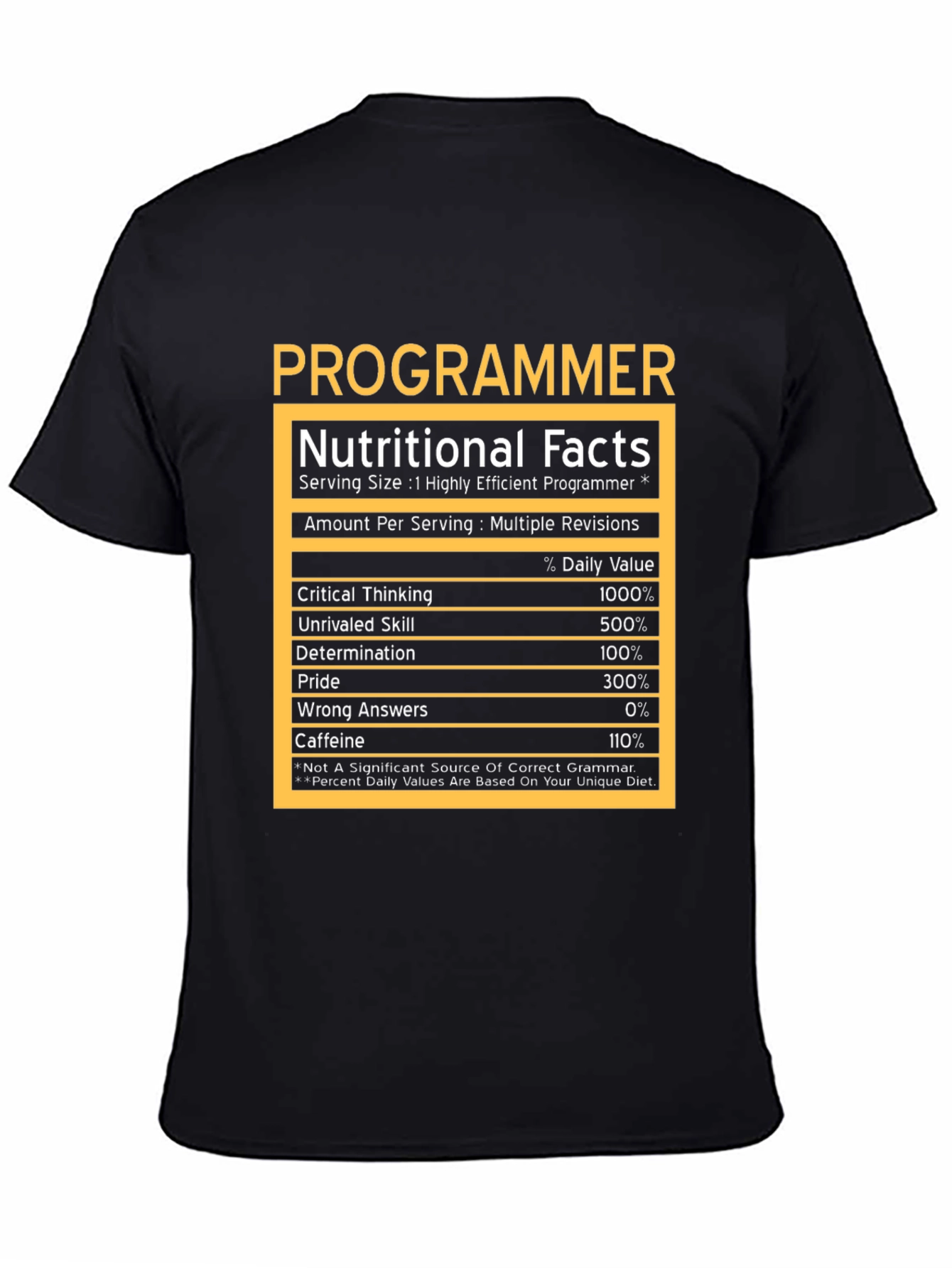 Programmer Nutritional Facts T-Shirt - Geeky Humor Tee