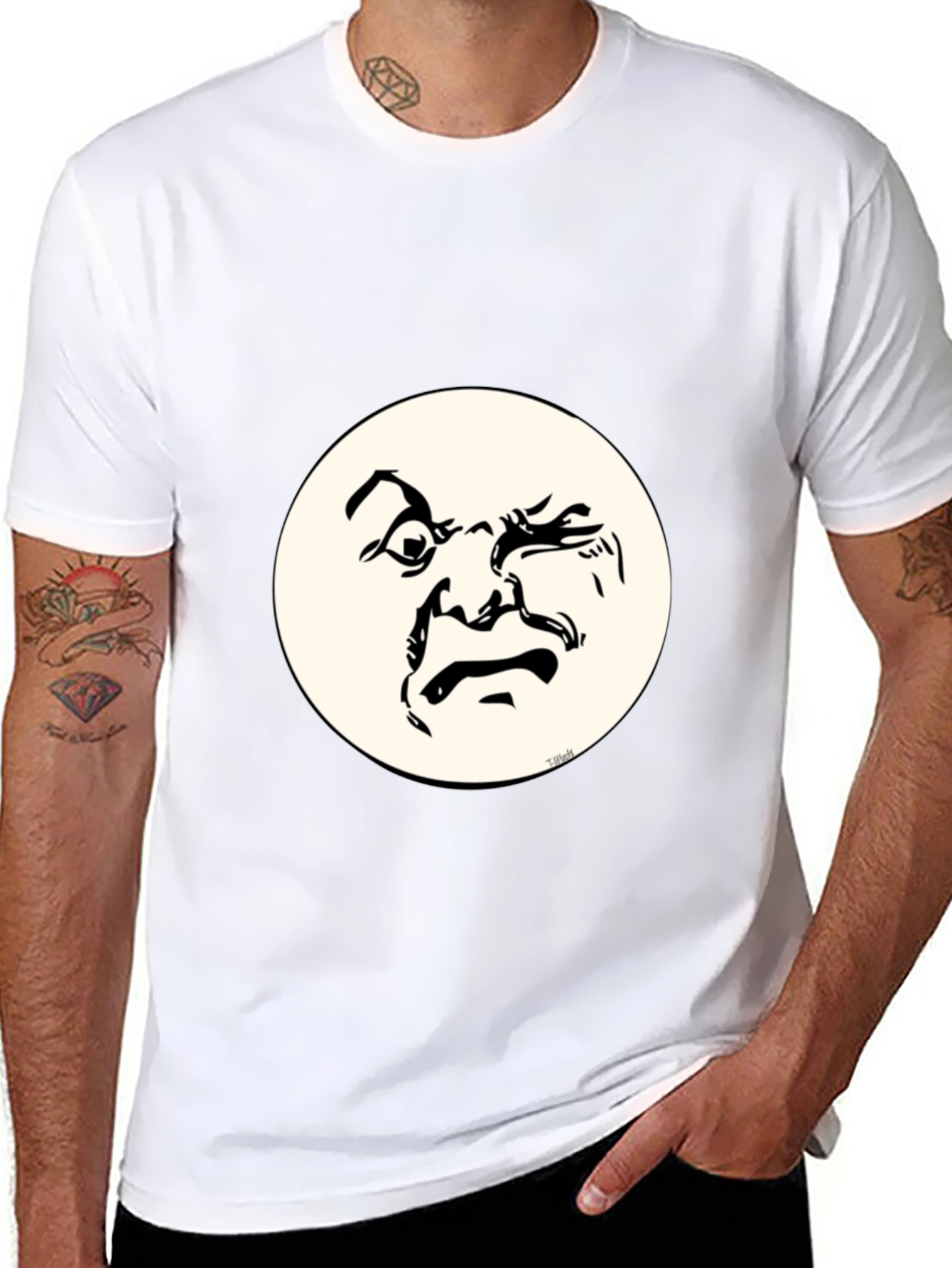 Funny Face Graphic T-Shirt - Crew Neck Cotton Tee