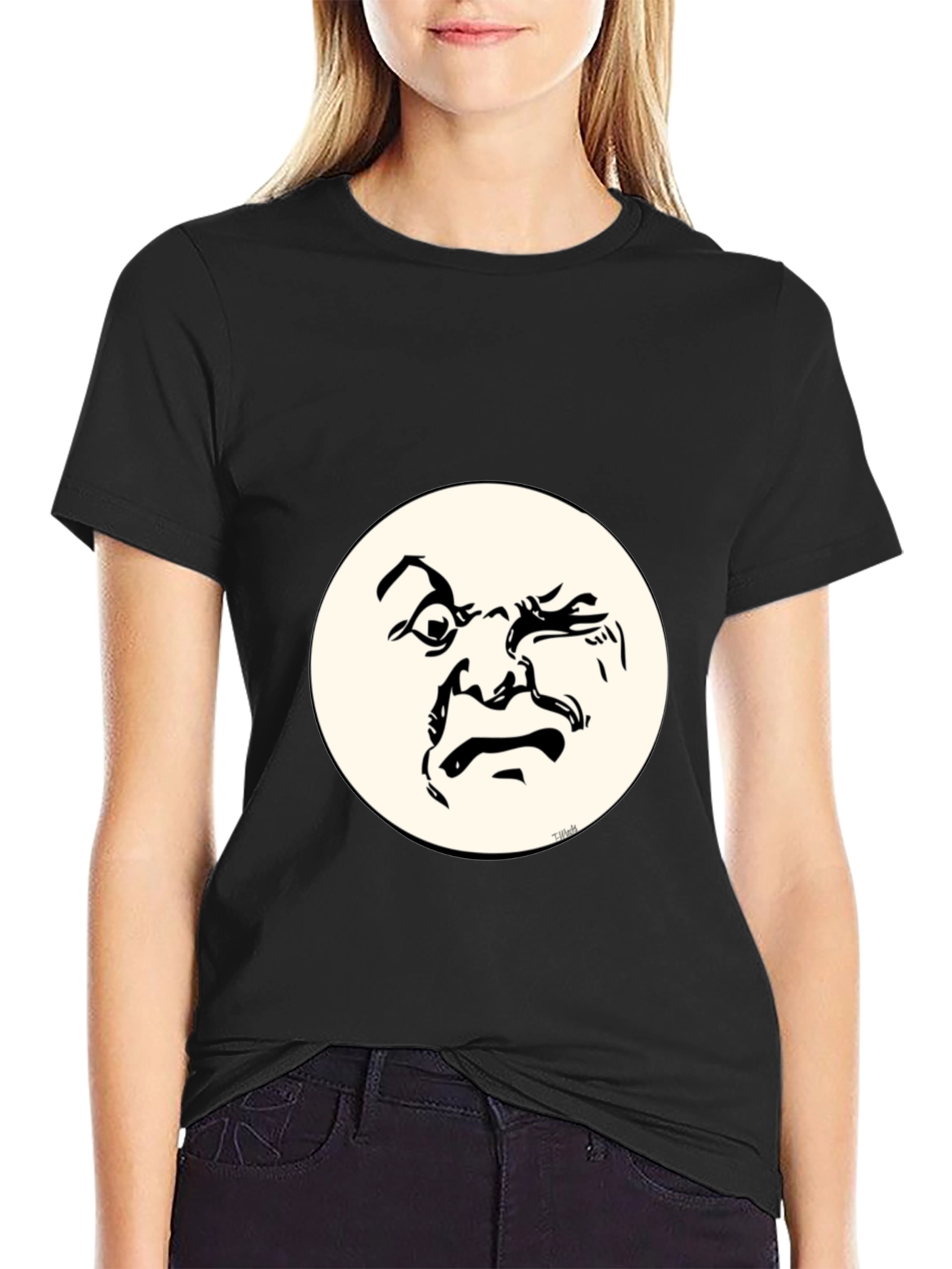 Funny Face Graphic T-Shirt - Crew Neck Cotton Tee