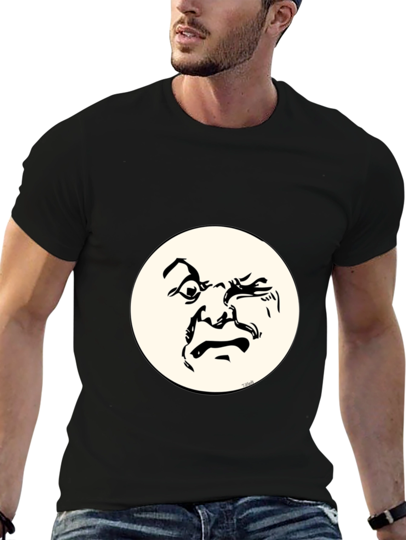 Funny Face Graphic T-Shirt - Crew Neck Cotton Tee