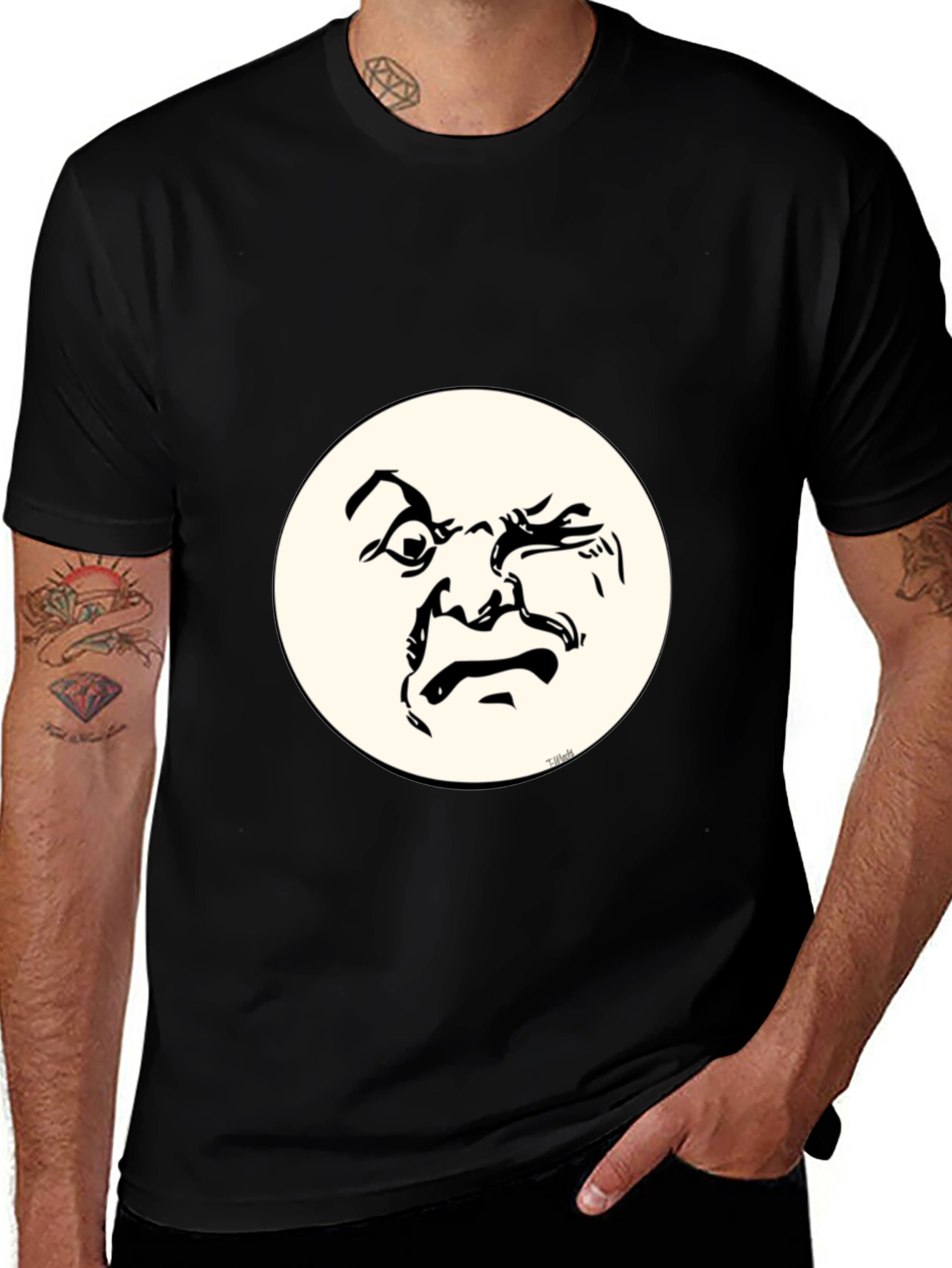 Funny Face Graphic T-Shirt - Crew Neck Cotton Tee