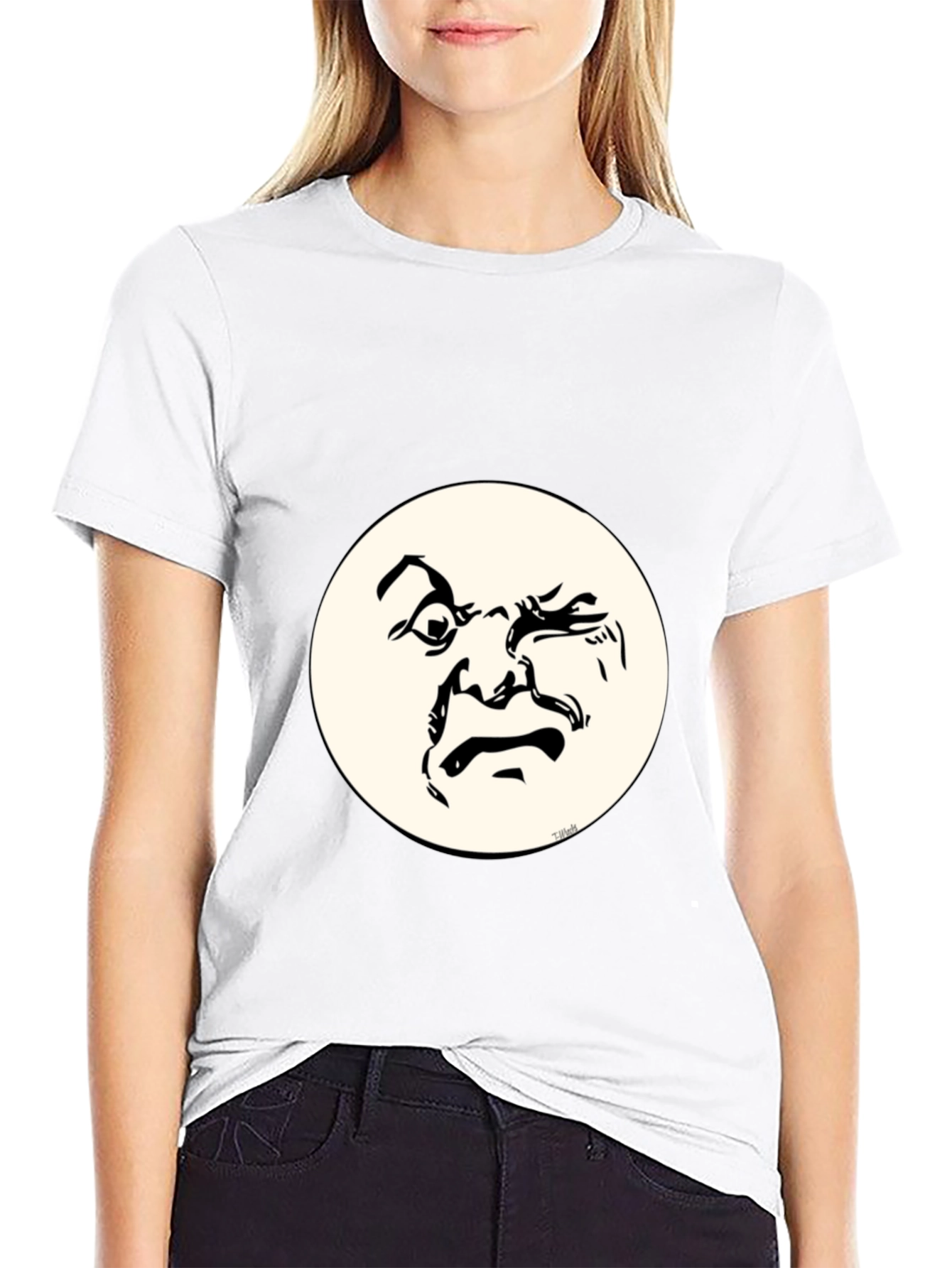 Funny Face Graphic T-Shirt - Crew Neck Cotton Tee