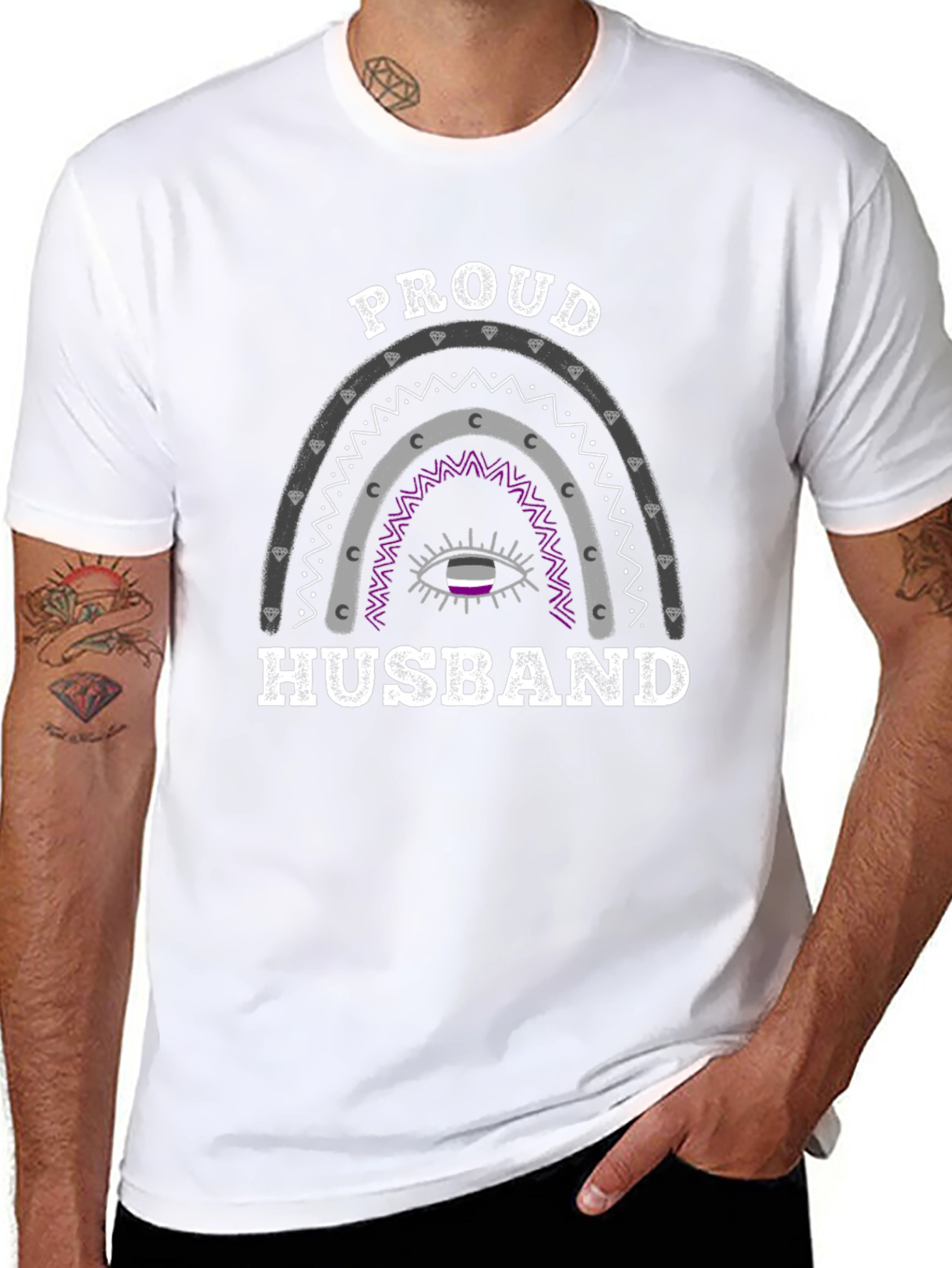 Proud Husband Asexual Pride Rainbow Graphic T-Shirt