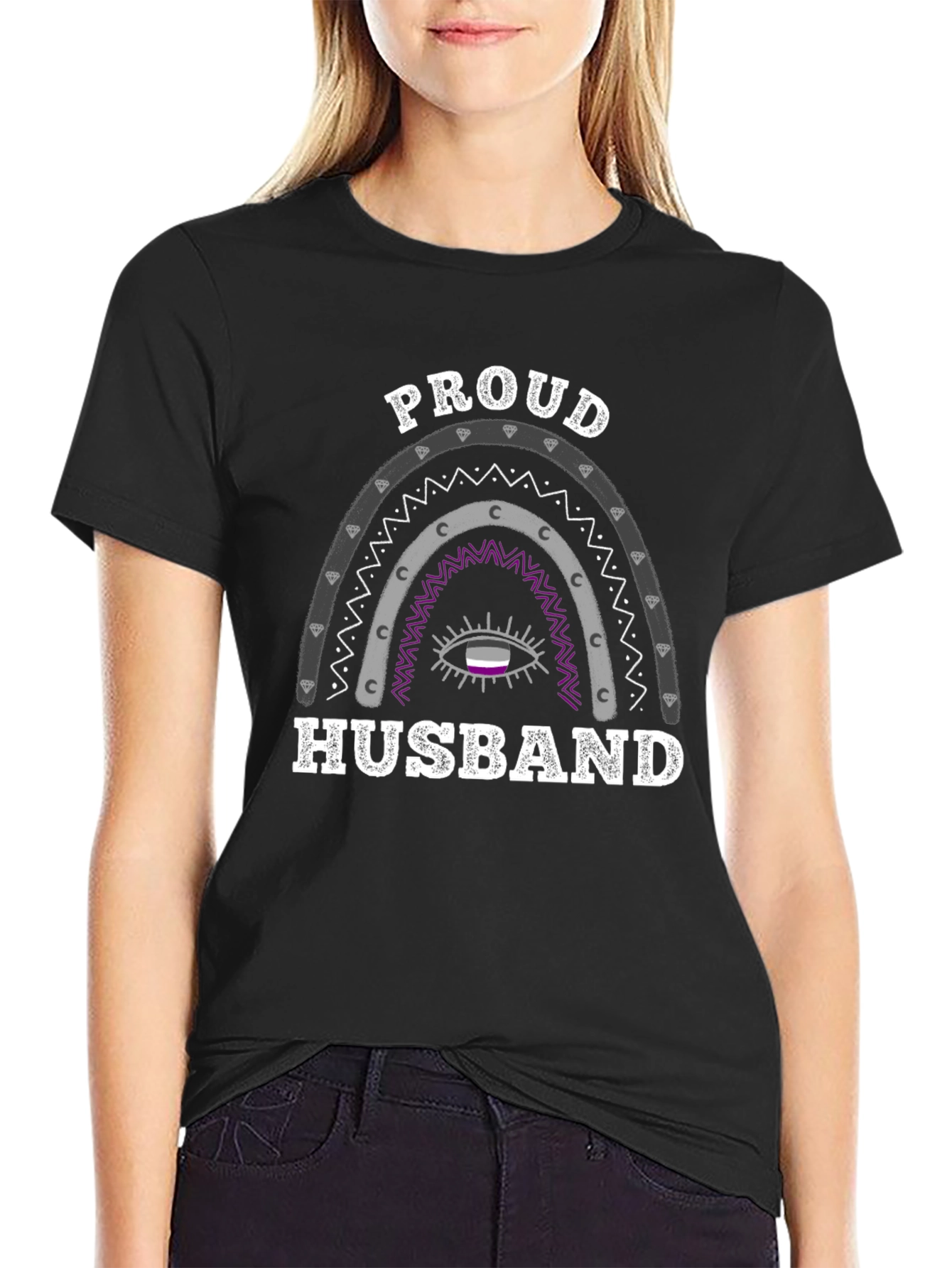 Proud Husband Asexual Pride Rainbow Graphic T-Shirt
