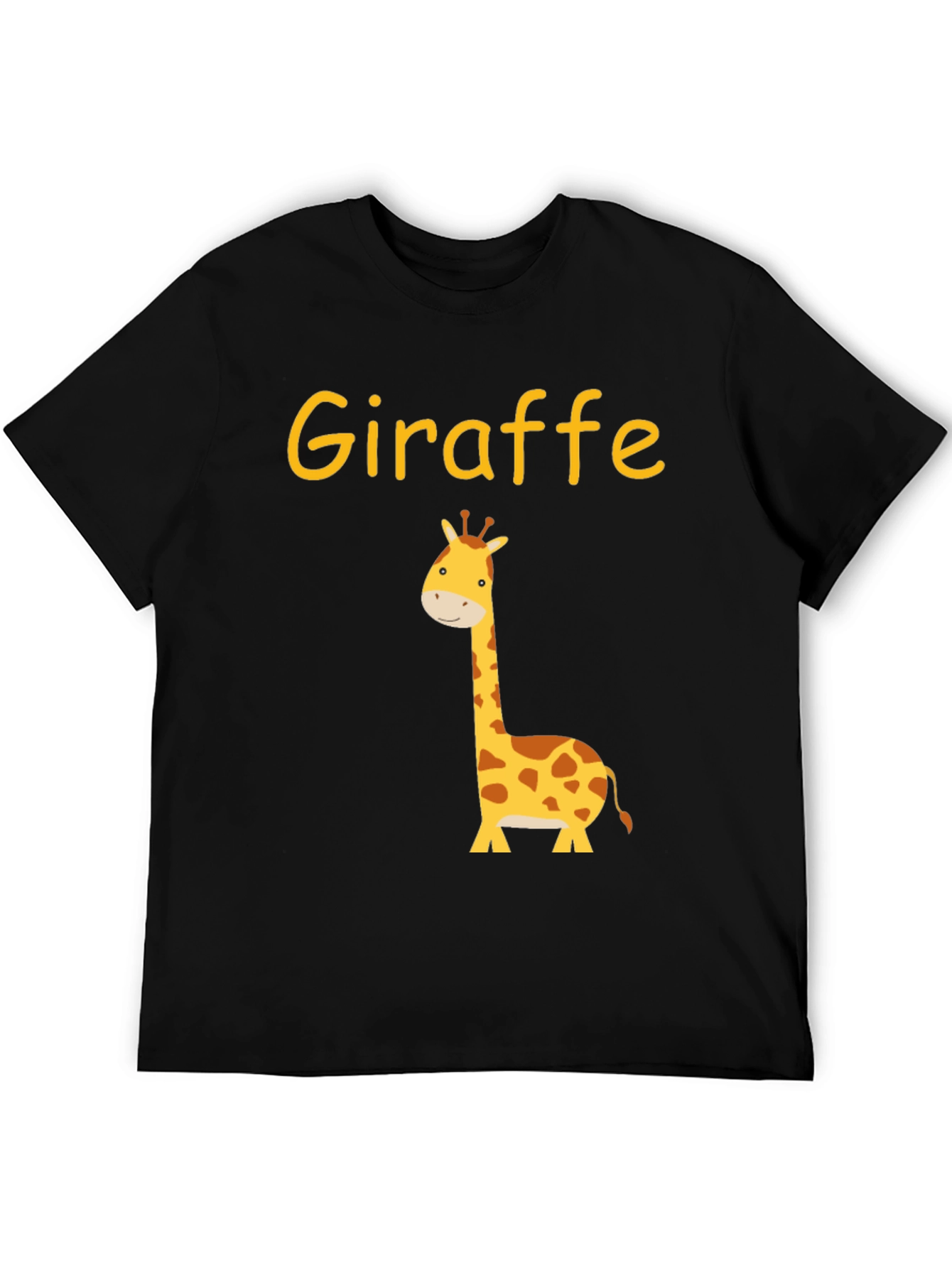 Cute Giraffe Graphic Tee - Black Cotton T-Shirt
