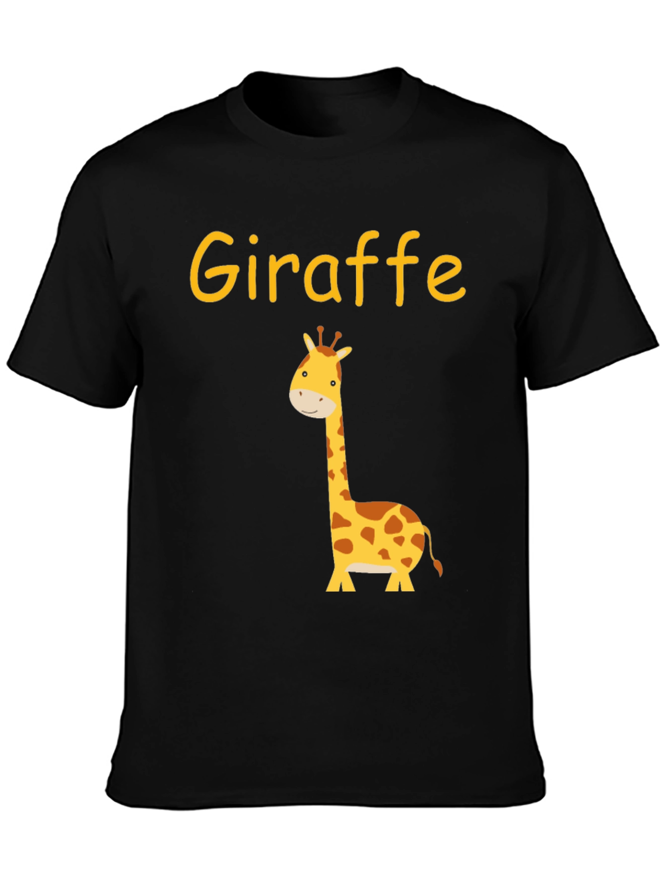 Cute Giraffe Graphic Tee - Black Cotton T-Shirt
