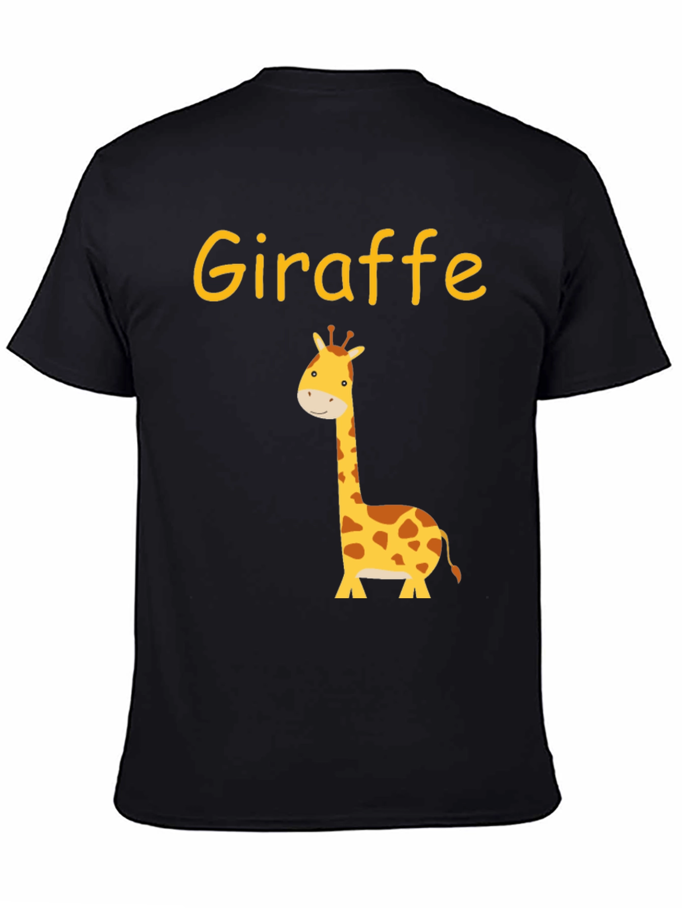 Cute Giraffe Graphic Tee - Black Cotton T-Shirt