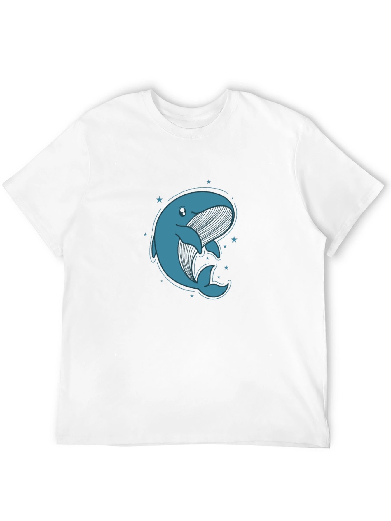 Cute Whale Graphic Tee - Black Cotton T-Shirt