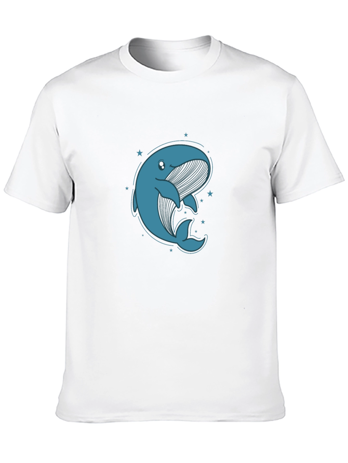 Cute Whale Graphic Tee - Black Cotton T-Shirt