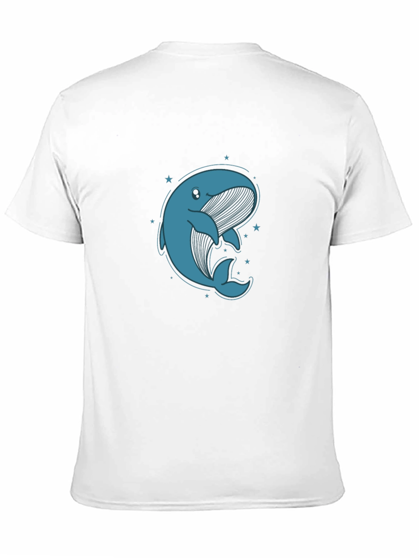 Cute Whale Graphic Tee - Black Cotton T-Shirt