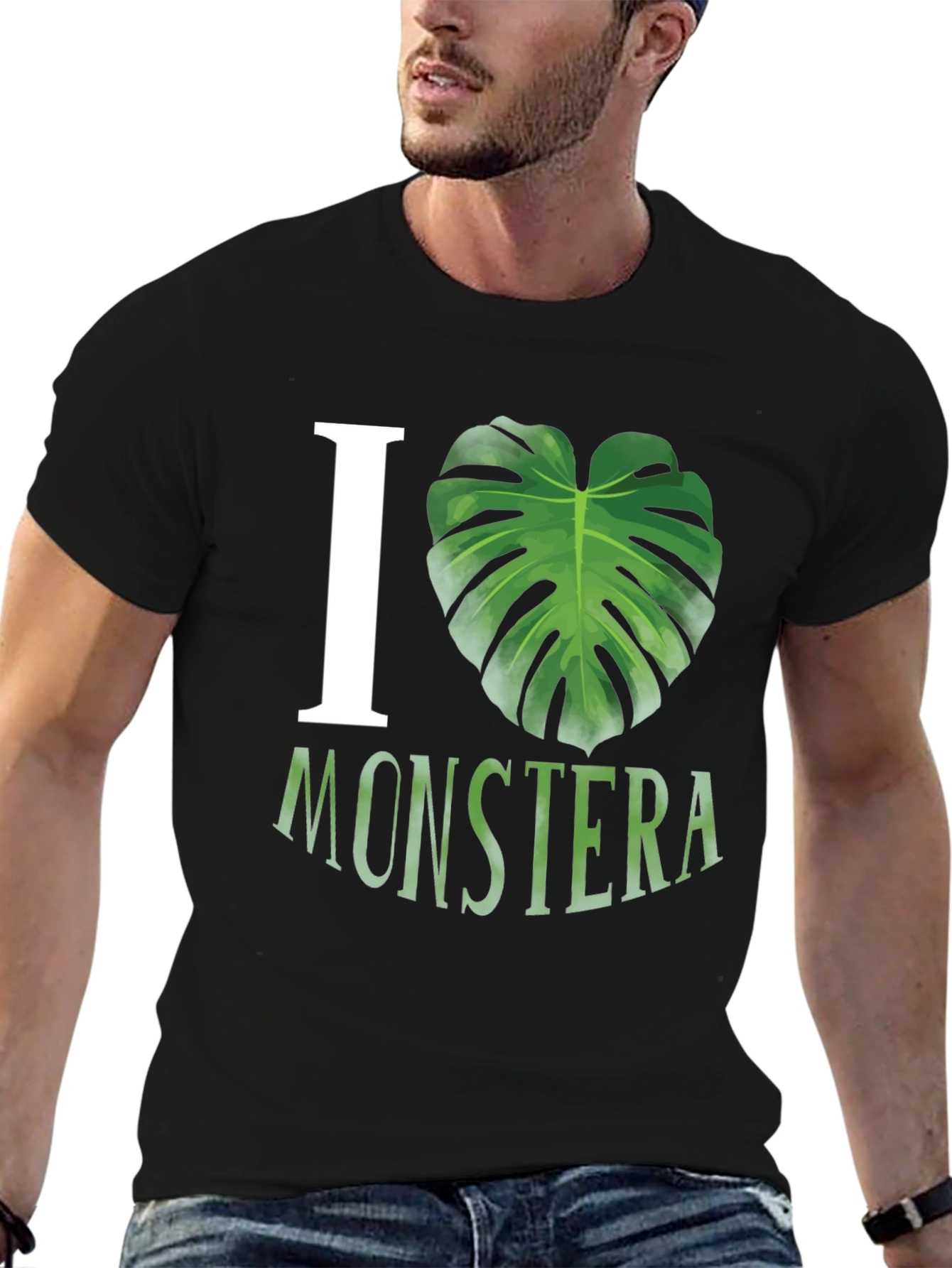 I Love Monstera Black T-Shirt Tropical Plant Tee