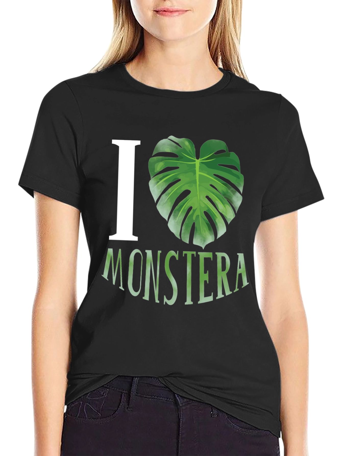 I Love Monstera Black T-Shirt Tropical Plant Tee