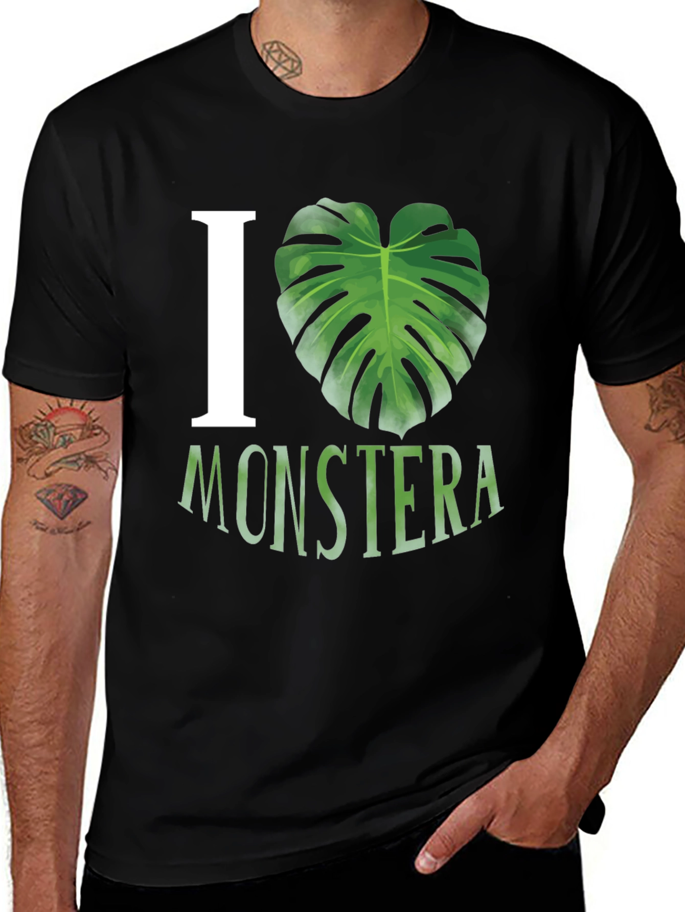I Love Monstera Black T-Shirt Tropical Plant Tee