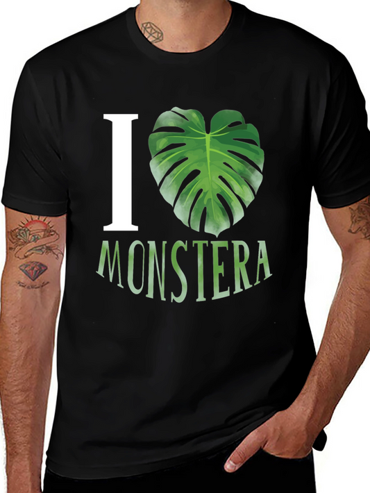 I Love Monstera Black T-Shirt Tropical Plant Tee