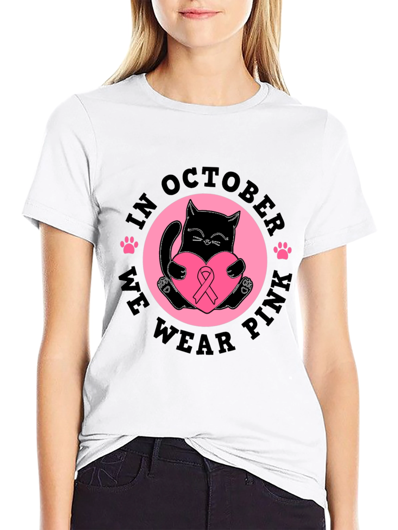 Breast Cancer Awareness Cat T-Shirt