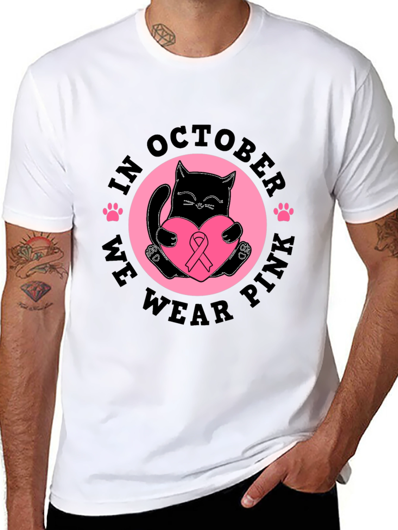 Breast Cancer Awareness Cat T-Shirt