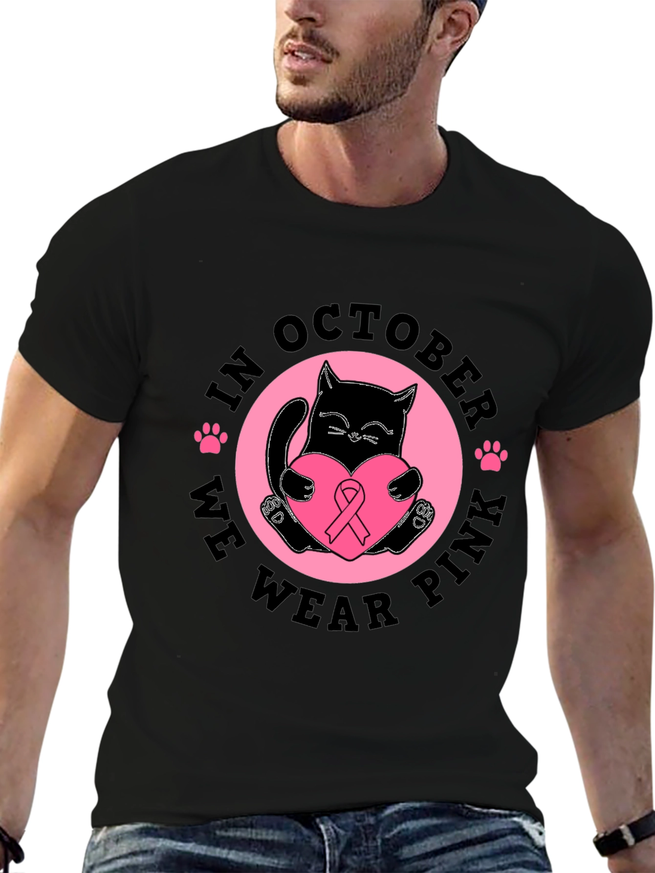 Breast Cancer Awareness Cat T-Shirt
