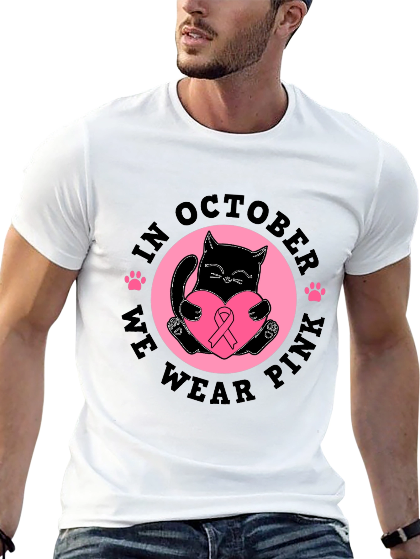 Breast Cancer Awareness Cat T-Shirt