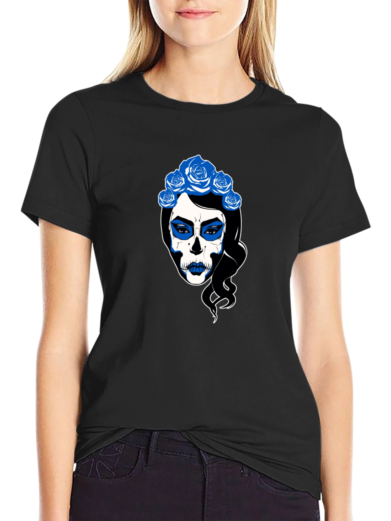 Sugar Skull Woman Black T-Shirt
