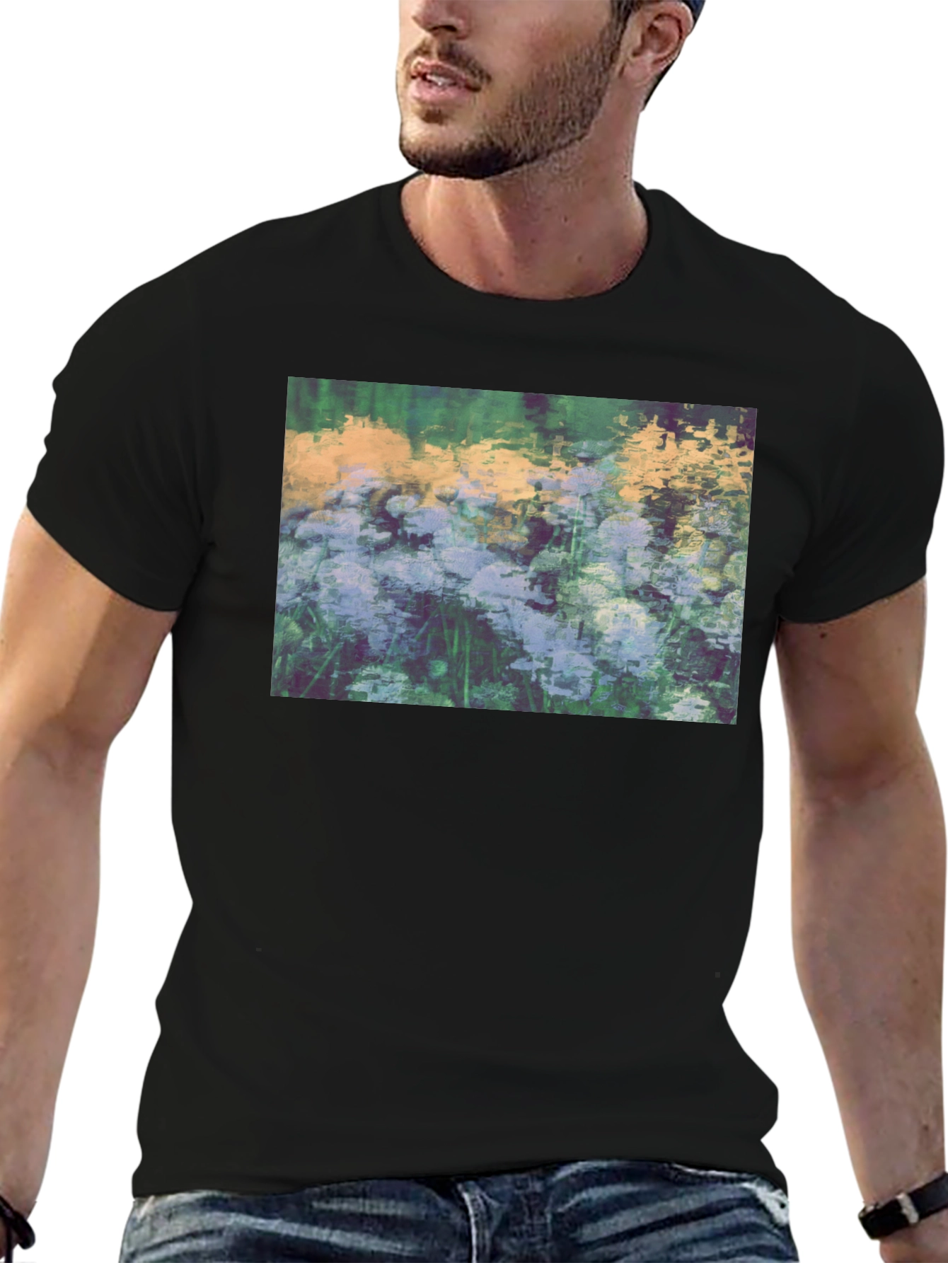 Floral Impressionist Black T-Shirt