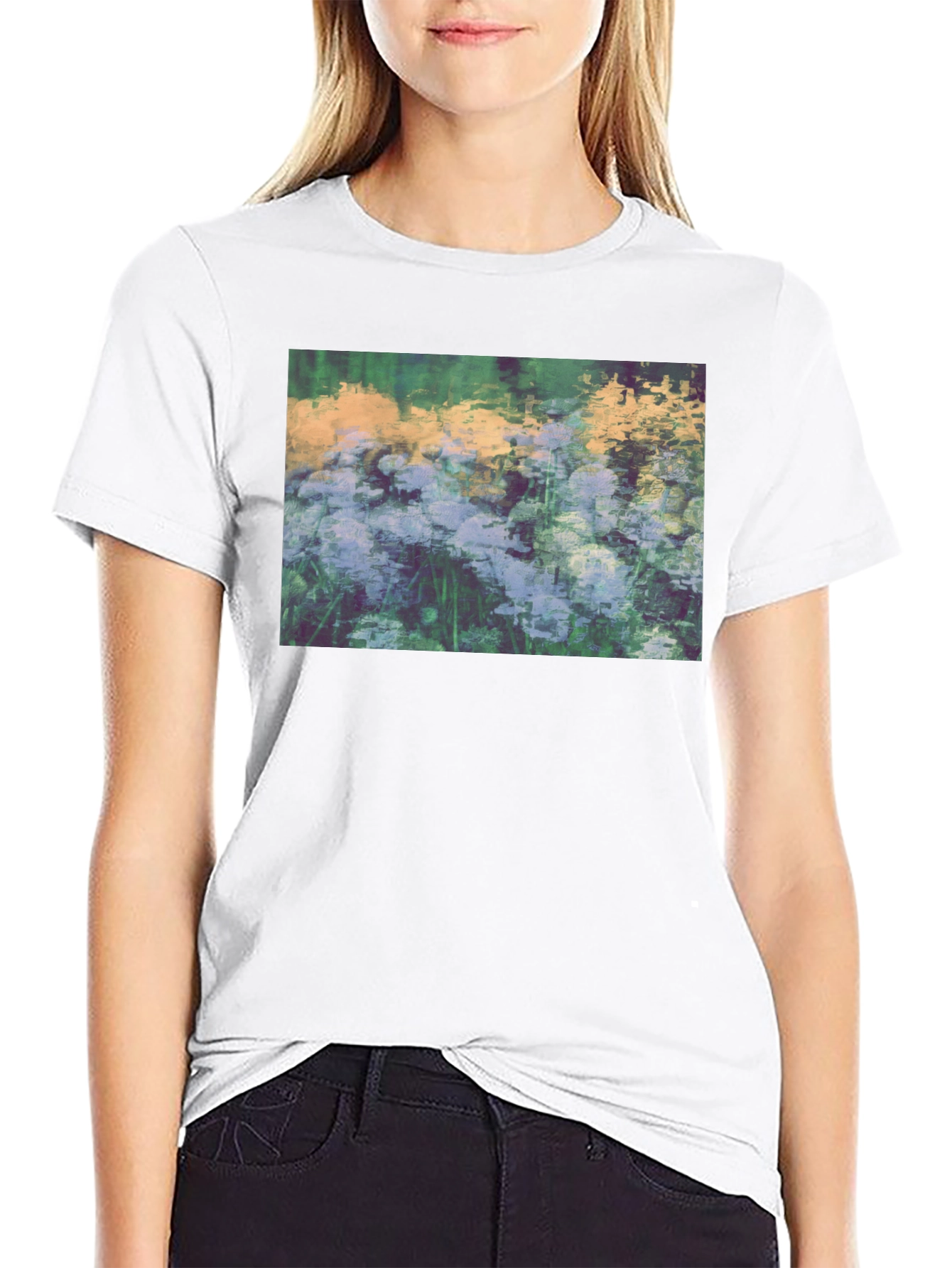 Floral Impressionist Black T-Shirt