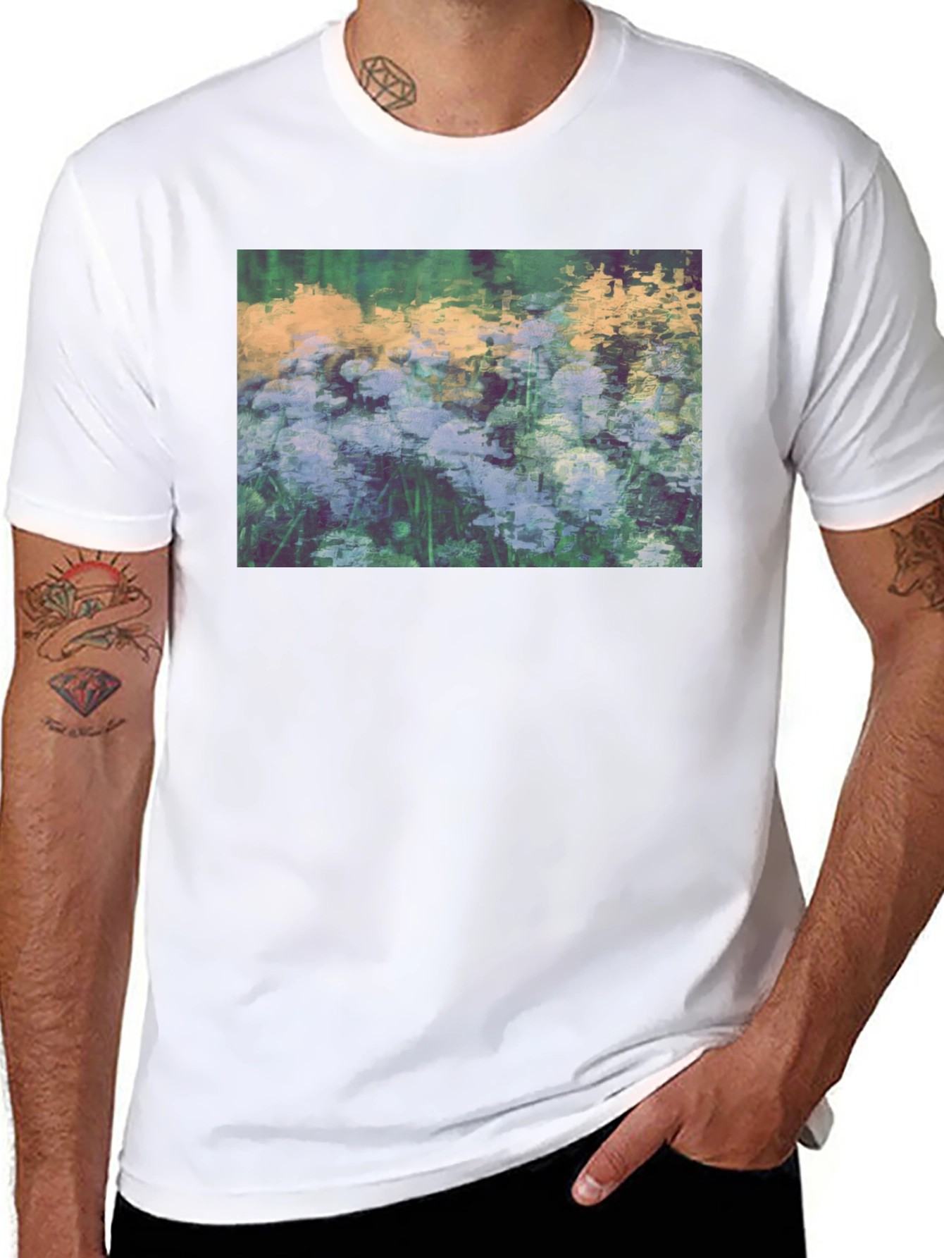 Floral Impressionist Black T-Shirt