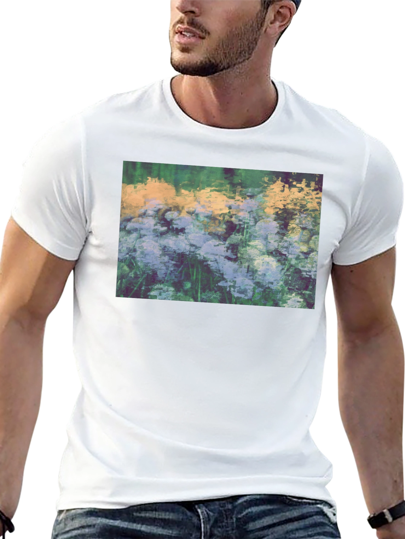 Floral Impressionist Black T-Shirt