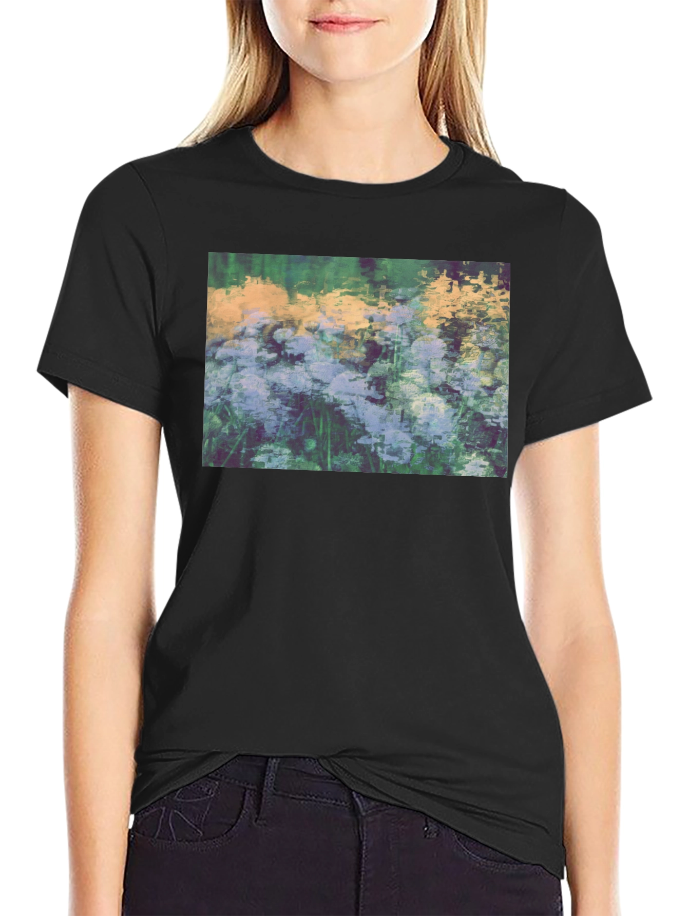 Floral Impressionist Black T-Shirt