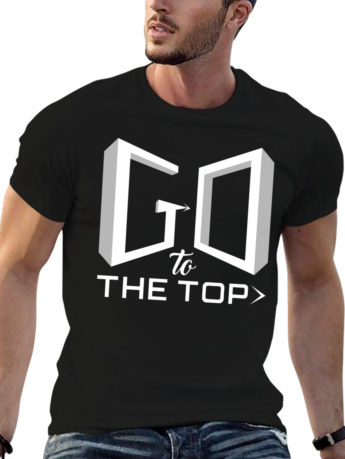 Go To The Top Black Graphic Tee