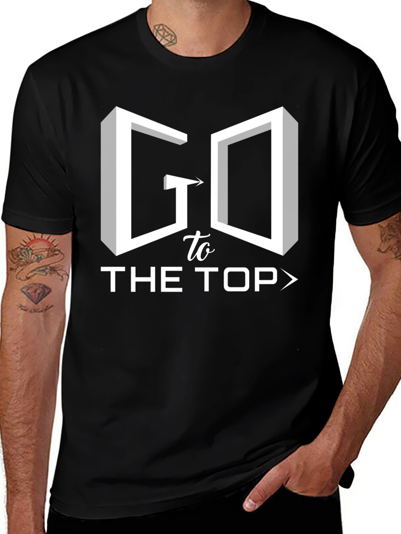 Go To The Top Black Graphic Tee