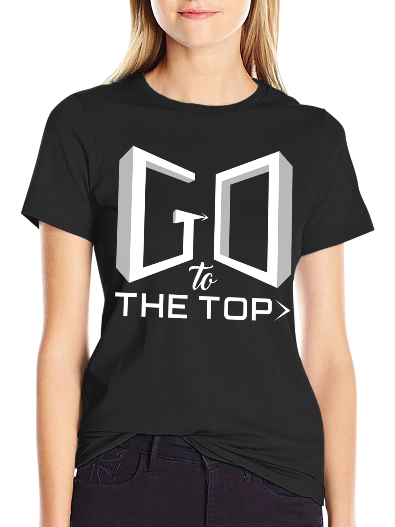 Go To The Top Black Graphic Tee