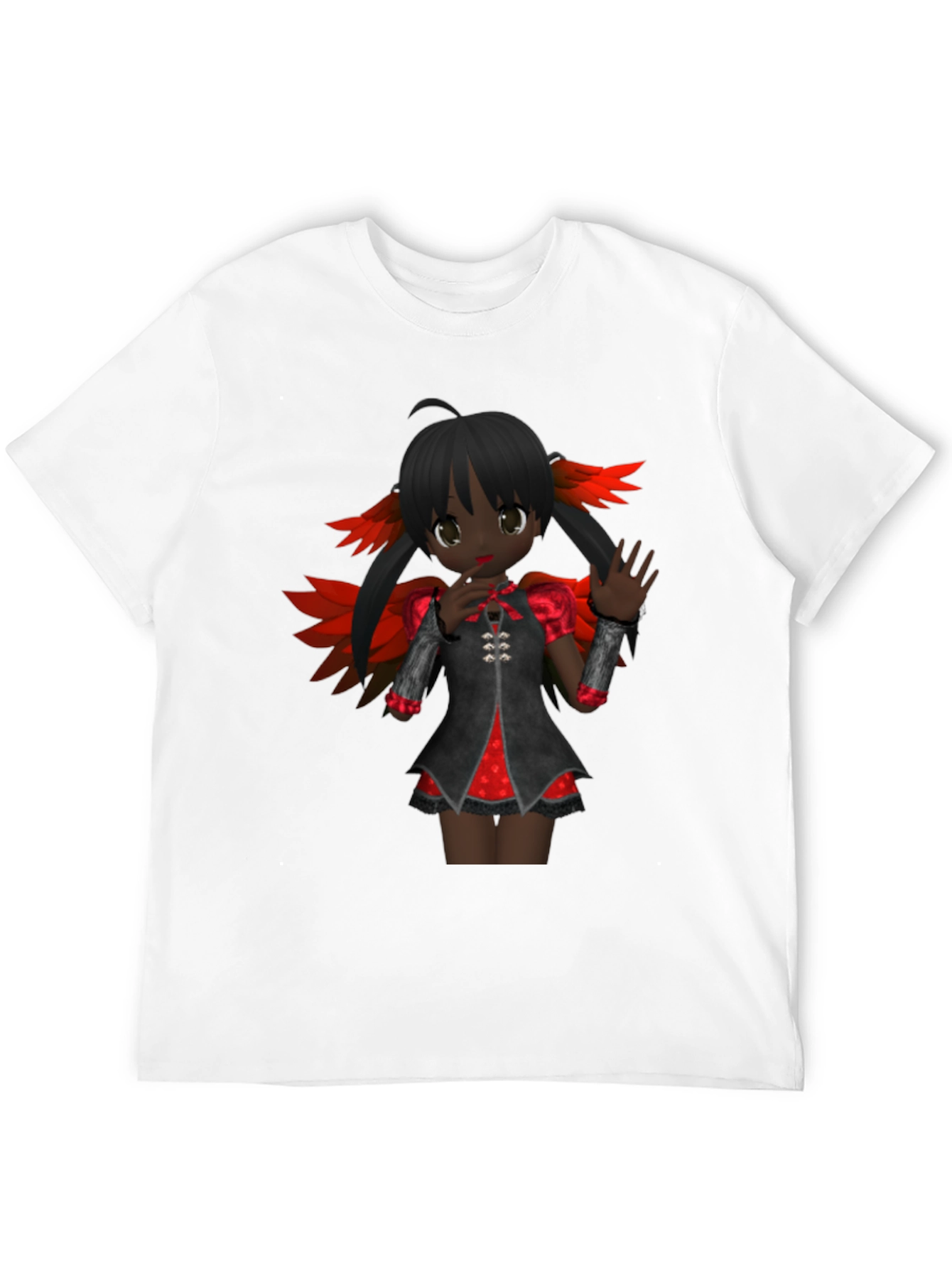 Anime Girl Graphic Tee - Dark Fantasy Style