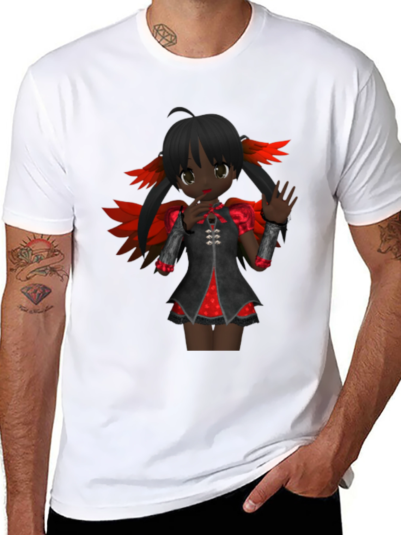 Anime Girl Graphic Tee - Dark Fantasy Style