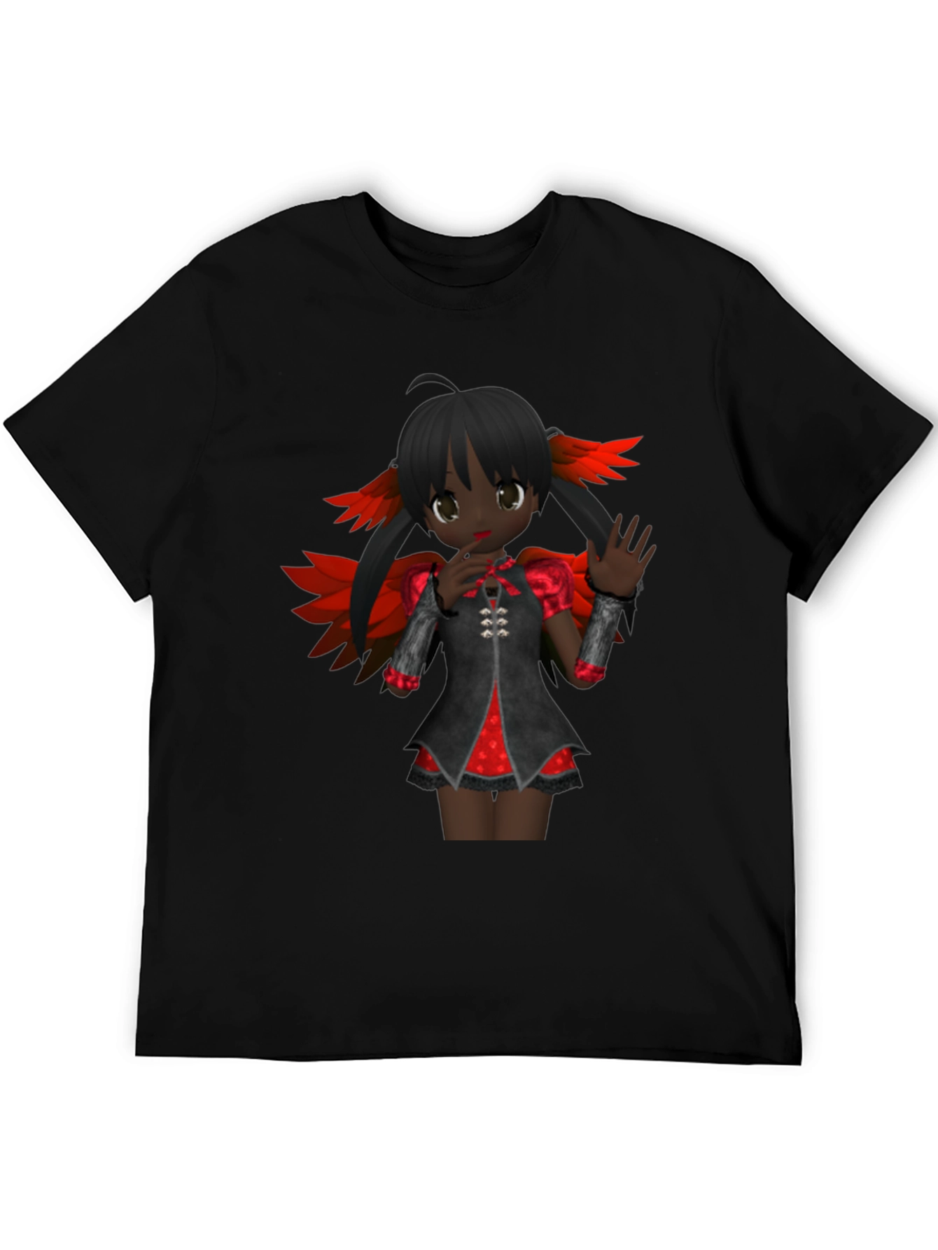 Anime Girl Graphic Tee - Dark Fantasy Style