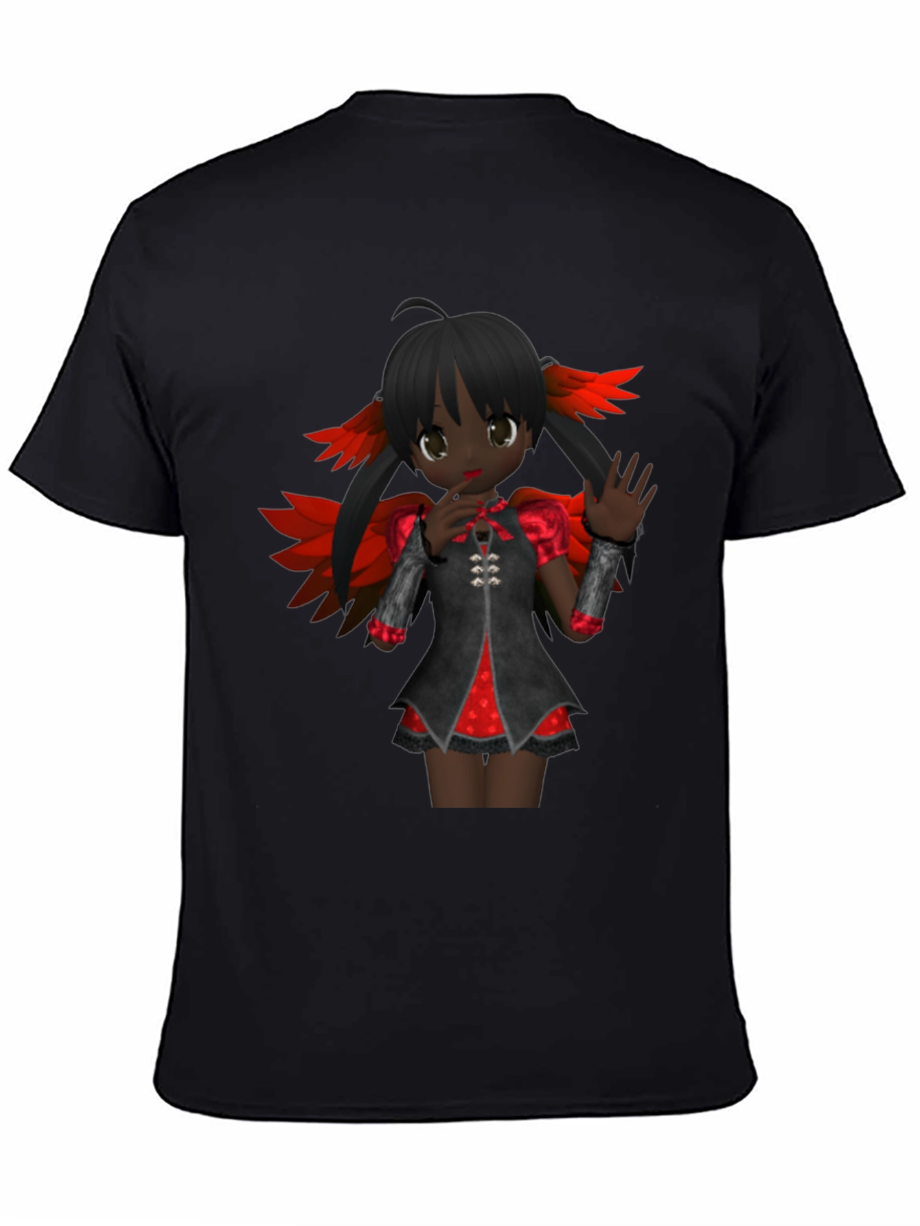 Anime Girl Graphic Tee - Dark Fantasy Style