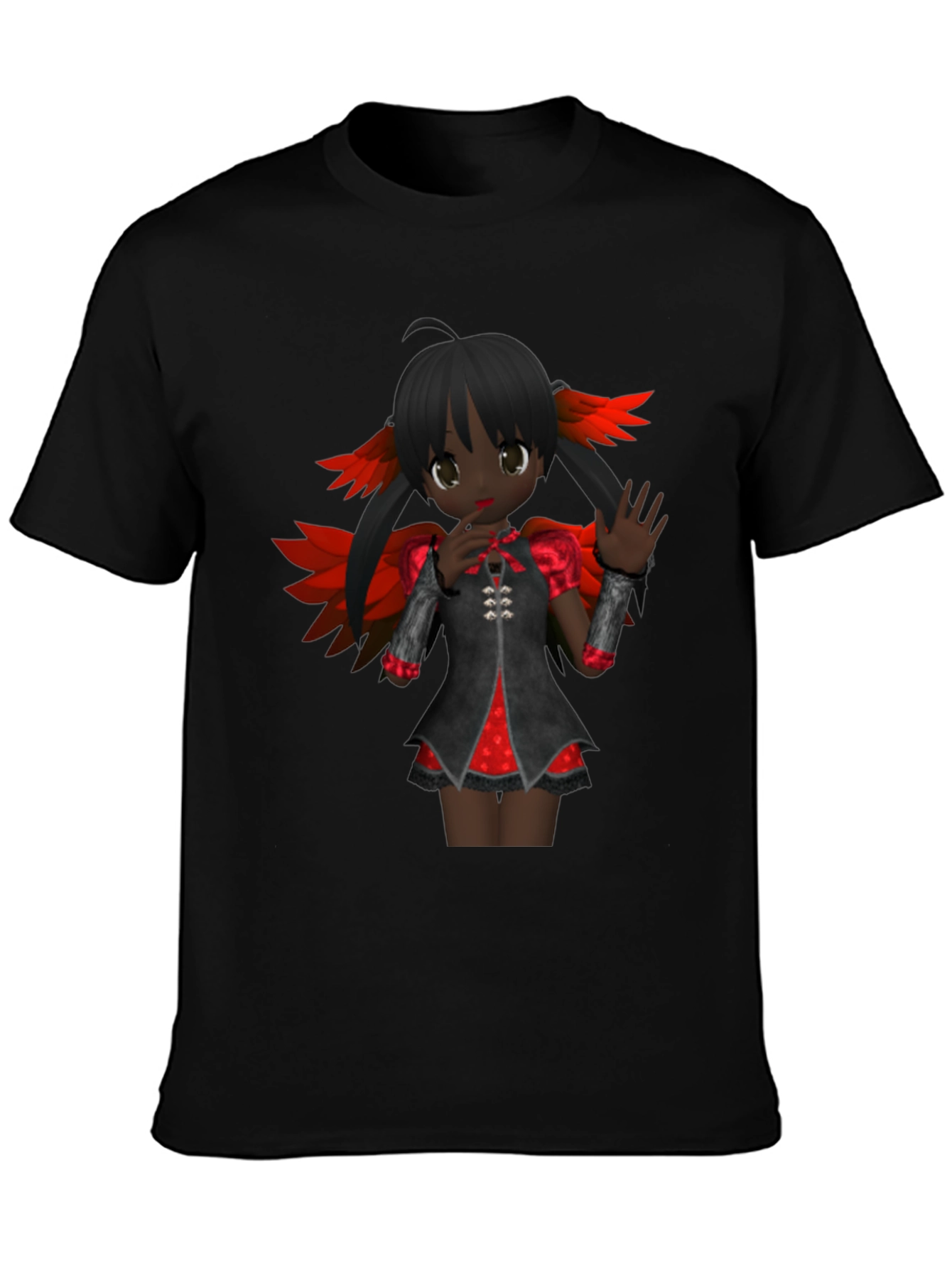 Anime Girl Graphic Tee - Dark Fantasy Style