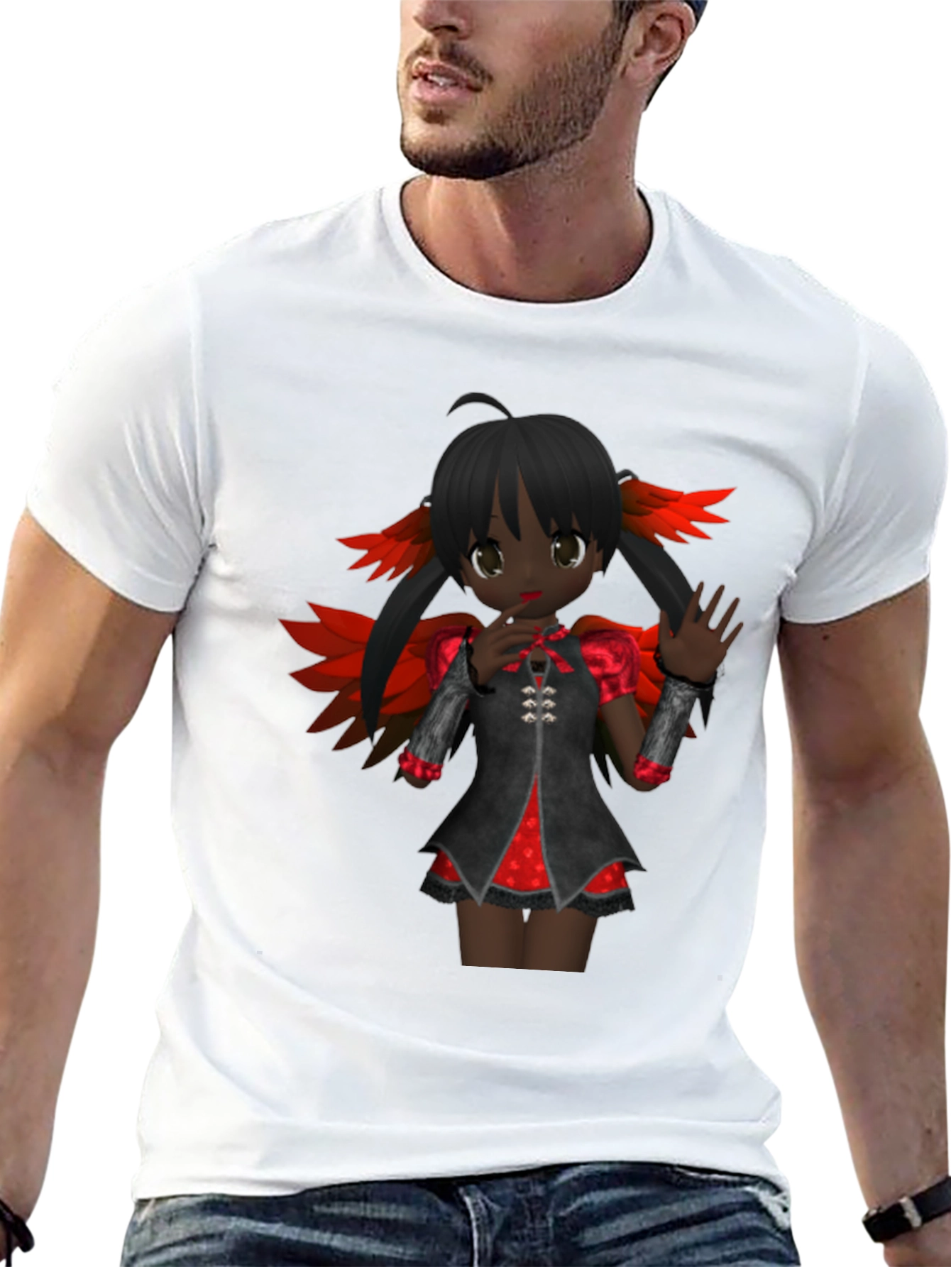 Anime Girl Graphic Tee - Dark Fantasy Style