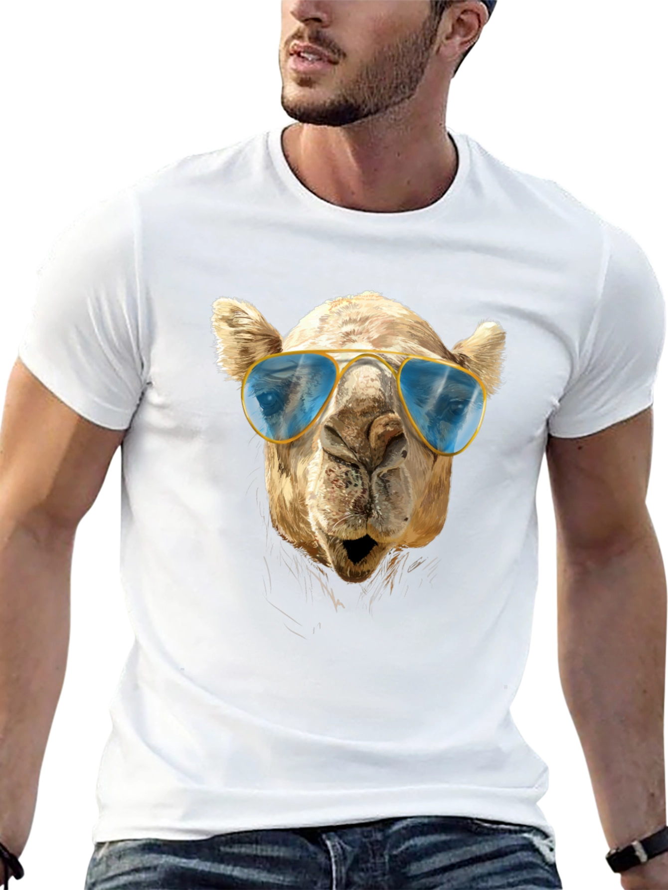 Cool Camel Tee - Sunglasses Graphic Black T-Shirt